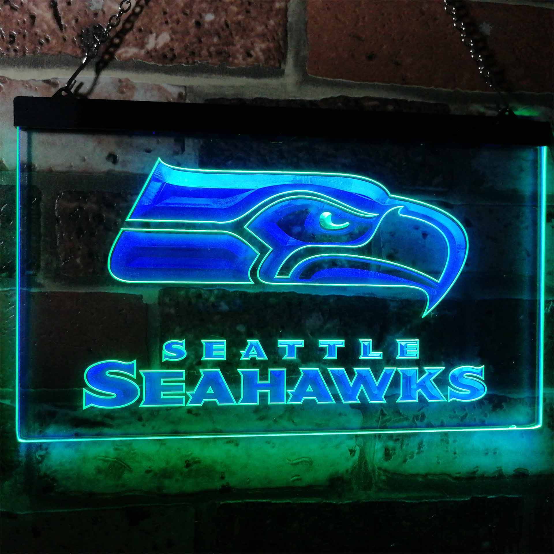 Seattle Seahawks Football Bar Dual Color LED Light Sign led lab cave