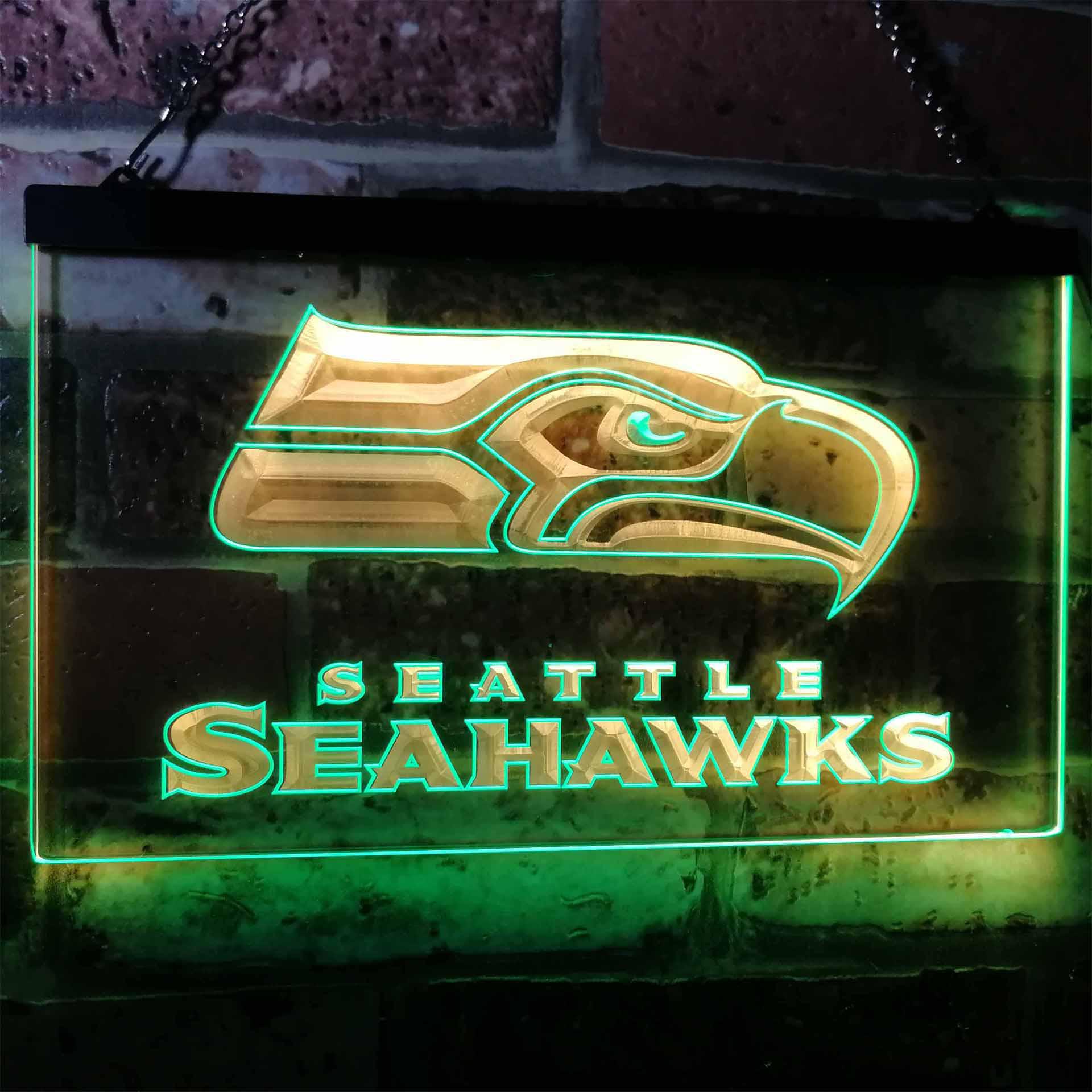 Seattle Seahawks Football Bar Dual Color LED Light Sign led lab cave