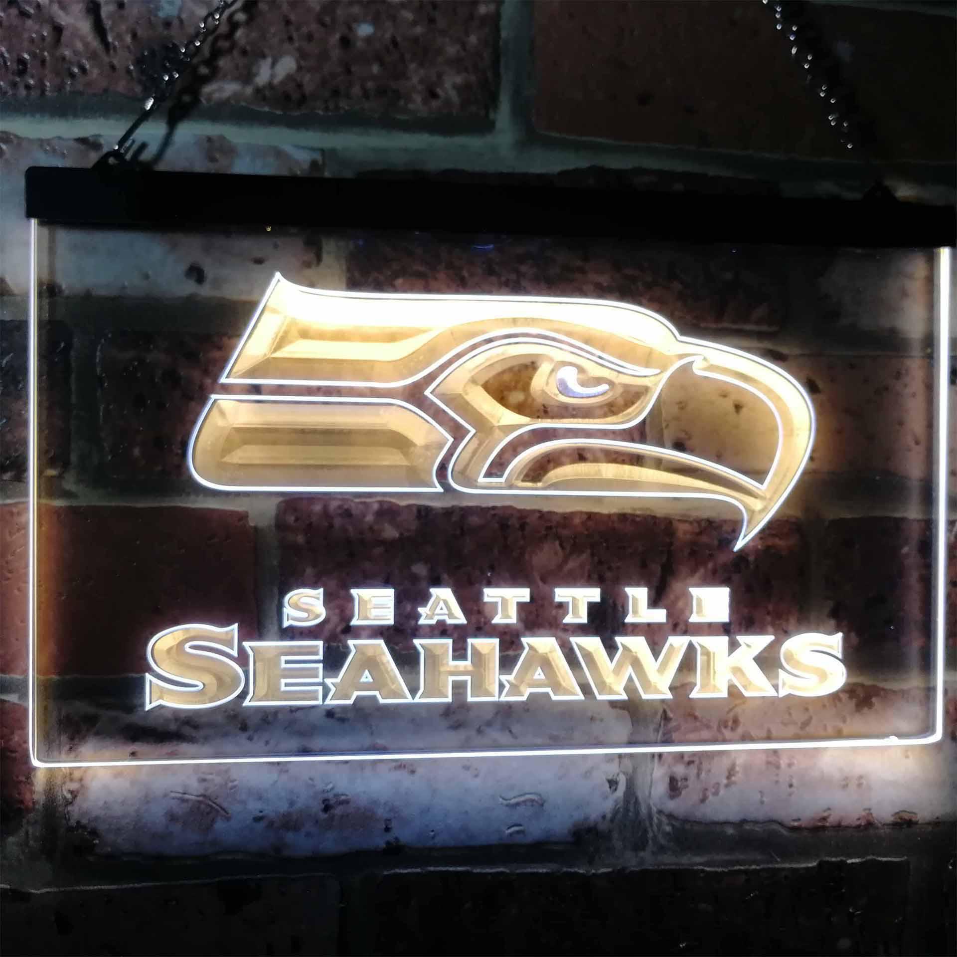 Seattle Seahawks Football Bar Dual Color LED Light Sign led lab cave