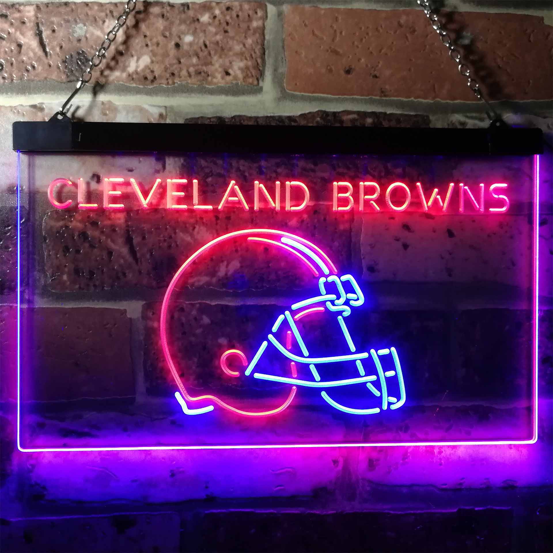 Cleveland Browns Football Bar Dual Color LED Neon Sign ProLedSign