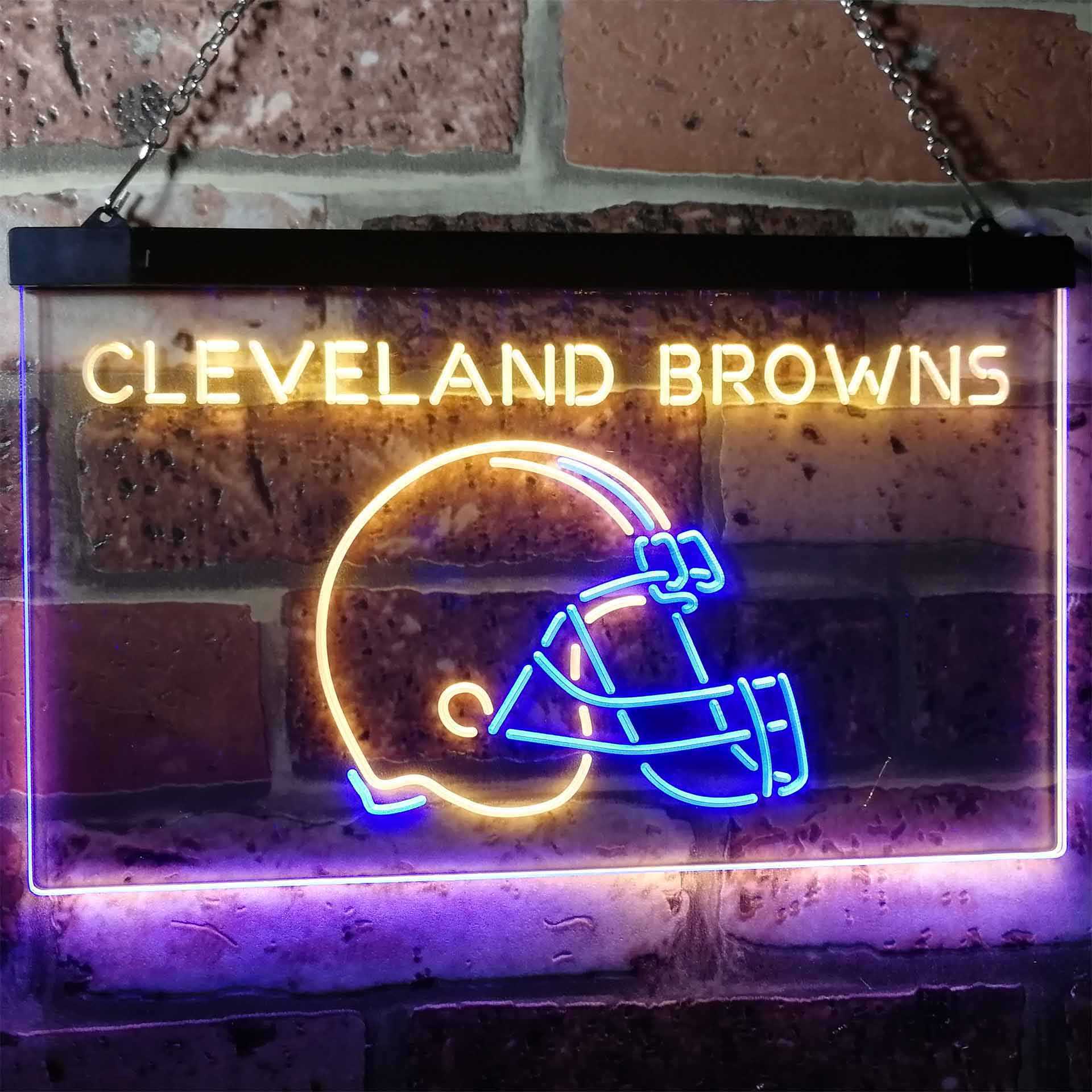 Cleveland Browns Football Bar Dual Color LED Neon Sign ProLedSign