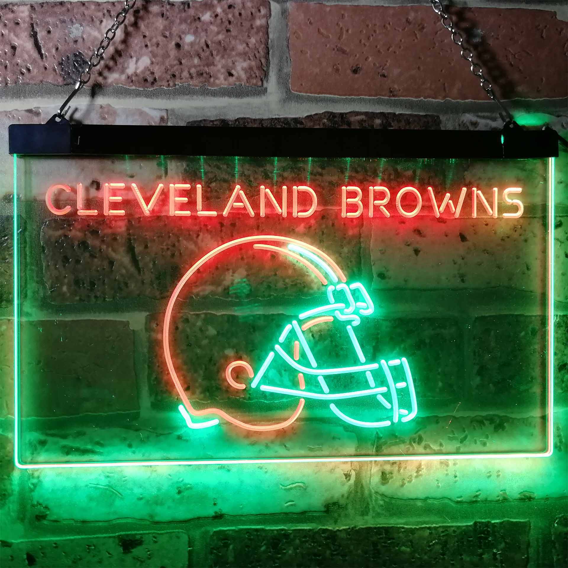 Cleveland Browns Football Bar Dual Color LED Neon Sign ProLedSign