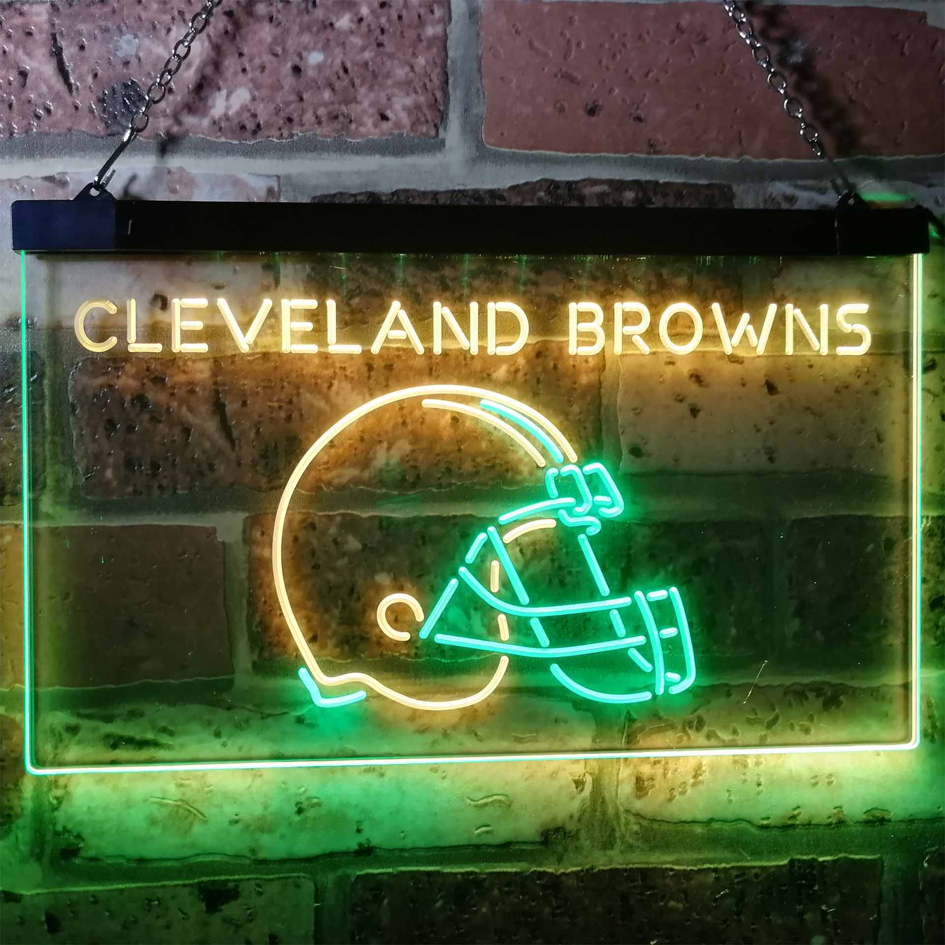 Cleveland Browns Football Bar Dual Color LED Neon Sign ProLedSign