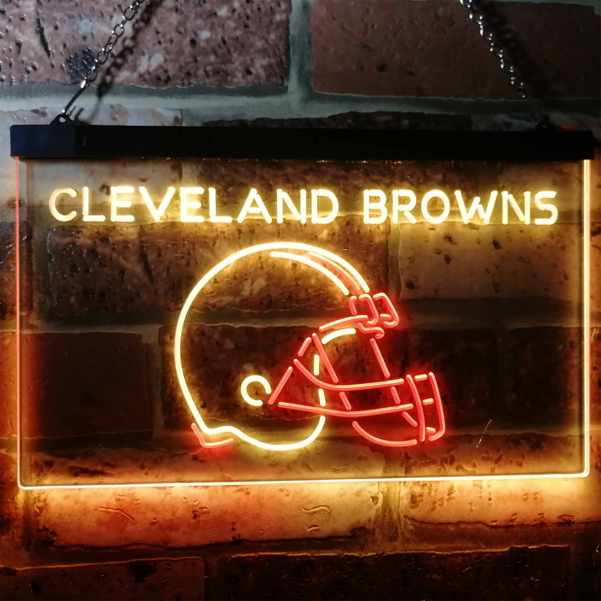 Cleveland Browns Football Bar Dual Color LED Neon Sign ProLedSign