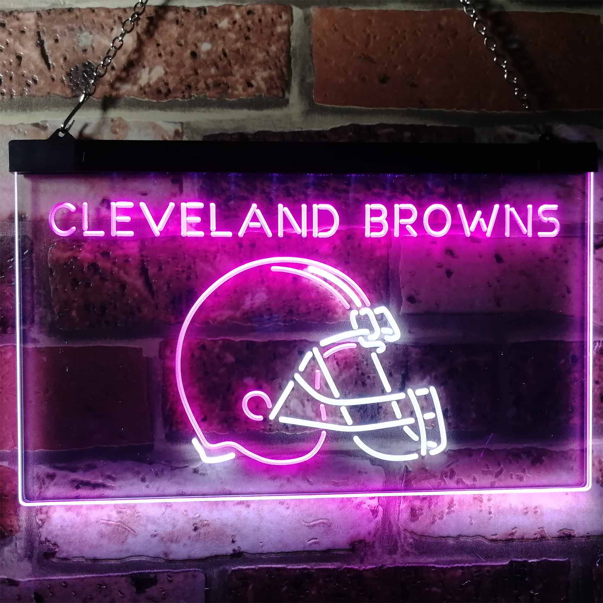 Cleveland Browns Football Bar Dual Color LED Neon Sign ProLedSign