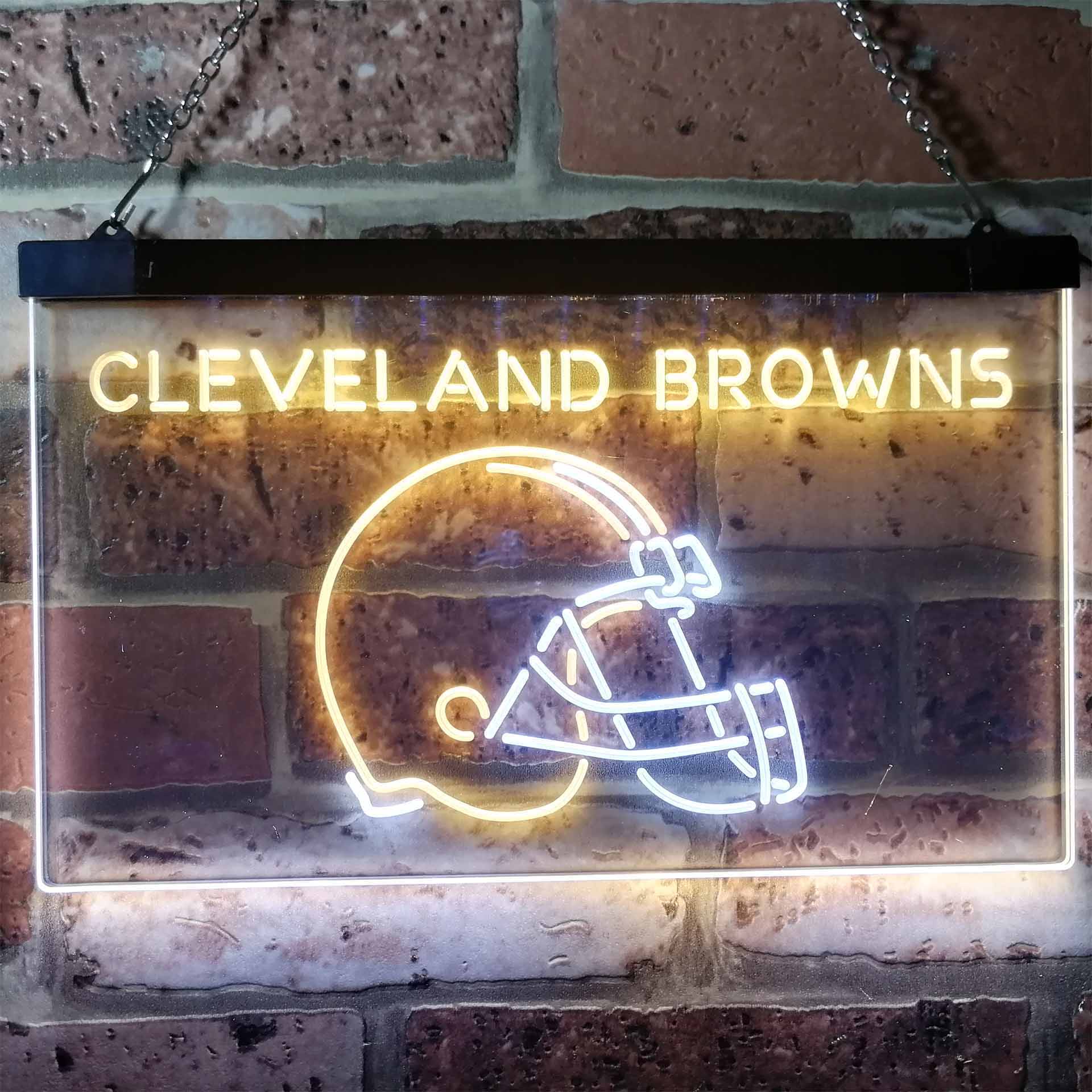 Cleveland Browns Football Bar Dual Color LED Neon Sign ProLedSign