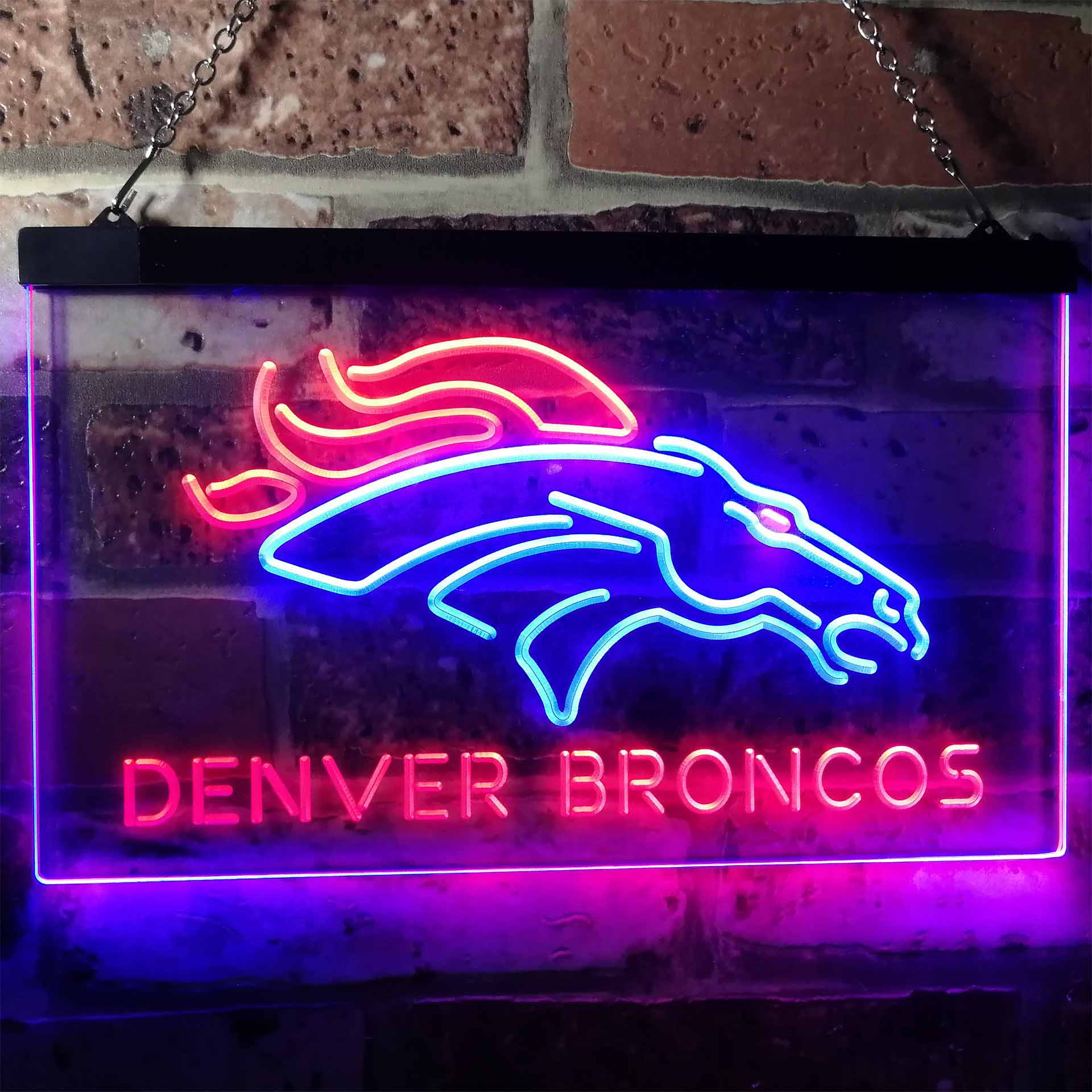 Denver Broncos Football Bar Dual Color LED Neon Sign ProLedSign