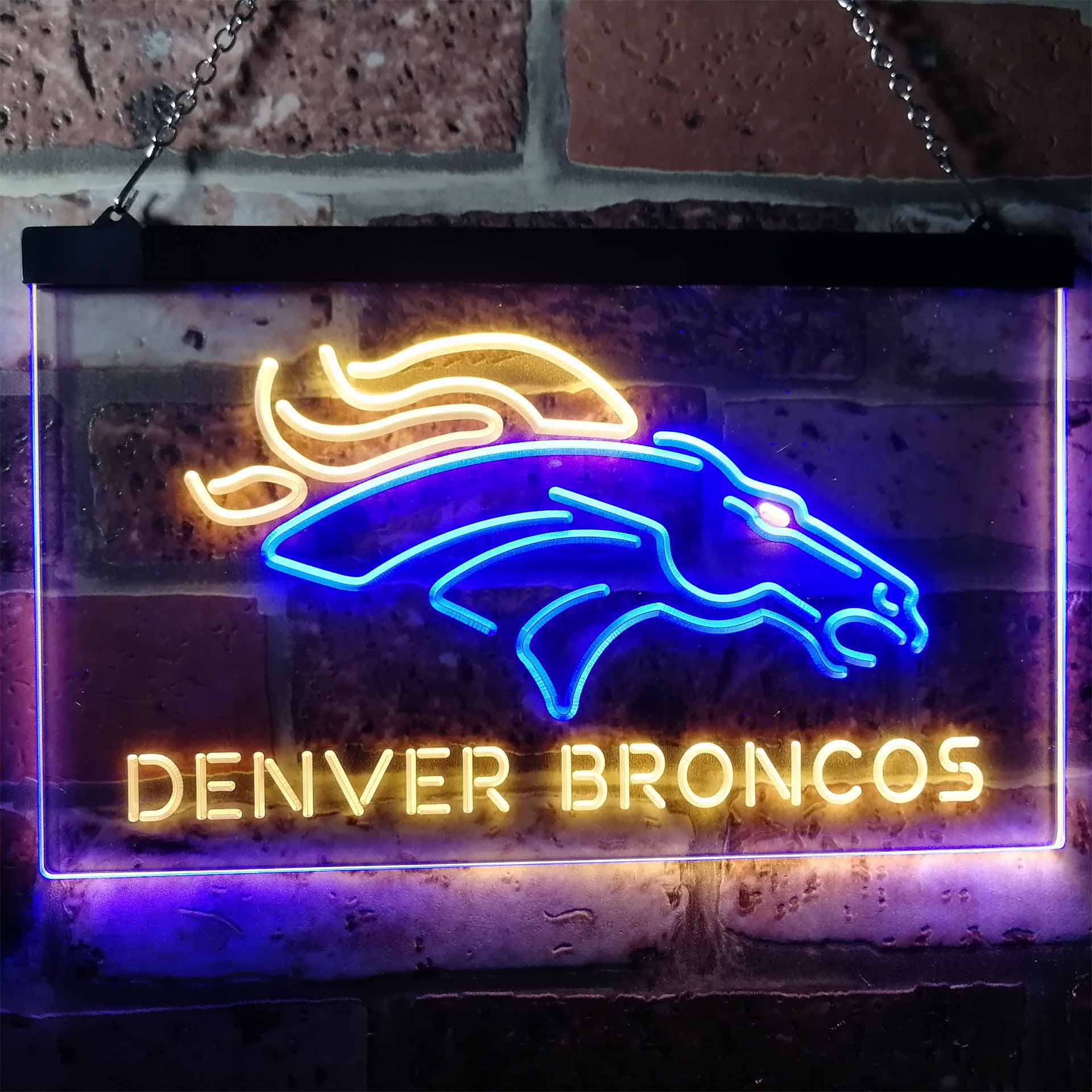 Denver Broncos Football Bar Dual Color LED Neon Sign ProLedSign