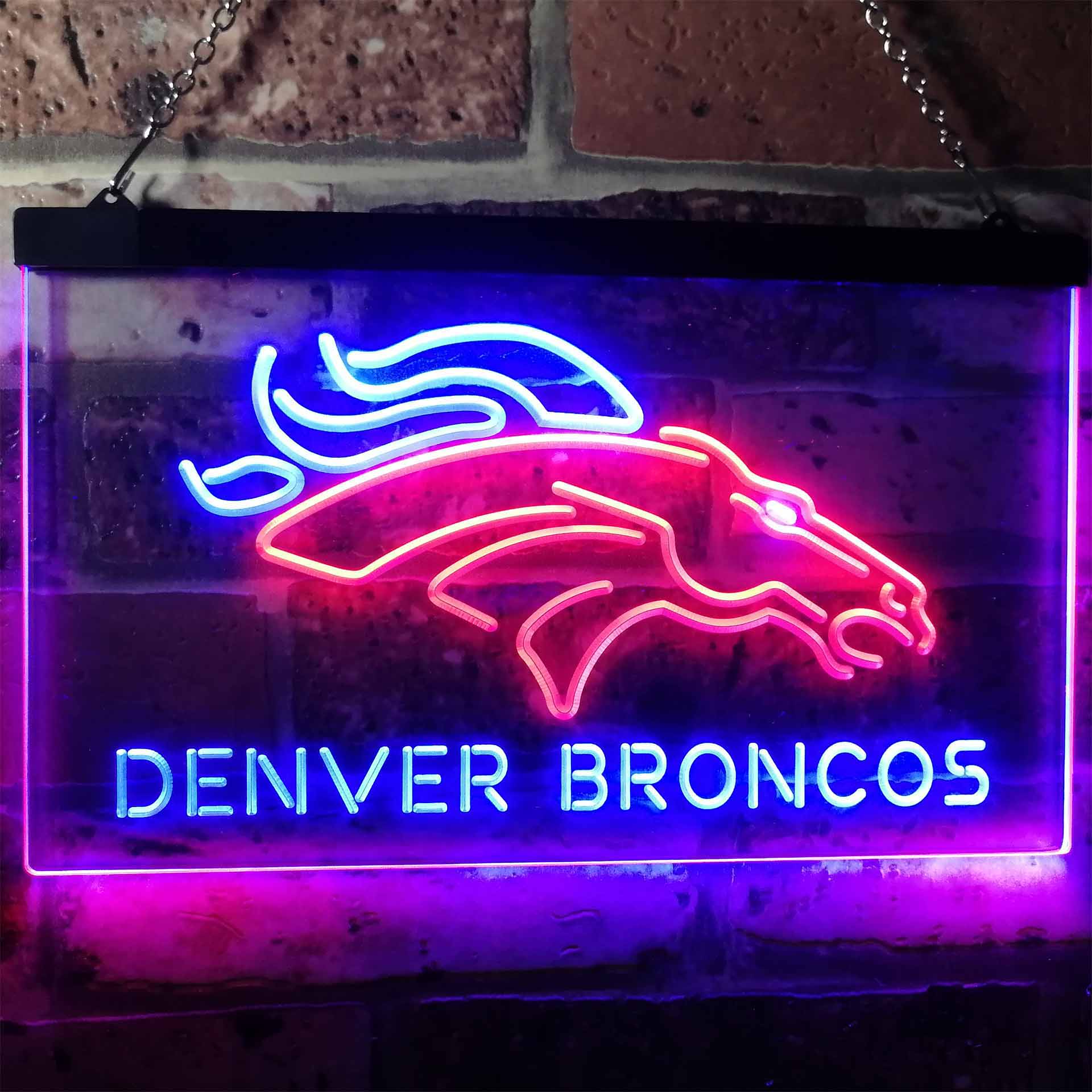 Denver Broncos Football Bar Dual Color LED Neon Sign ProLedSign