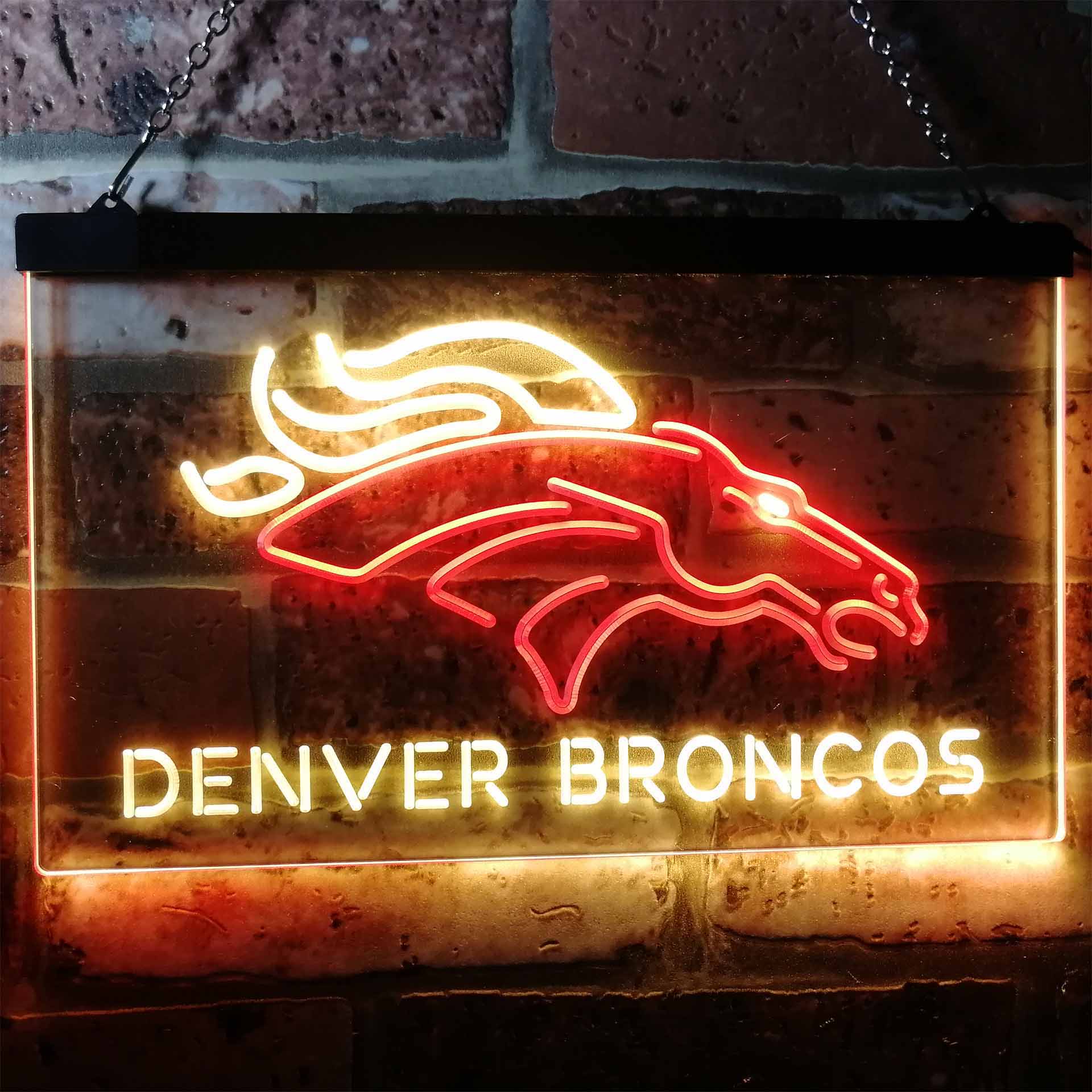 Denver Broncos Football Bar Dual Color LED Neon Sign ProLedSign