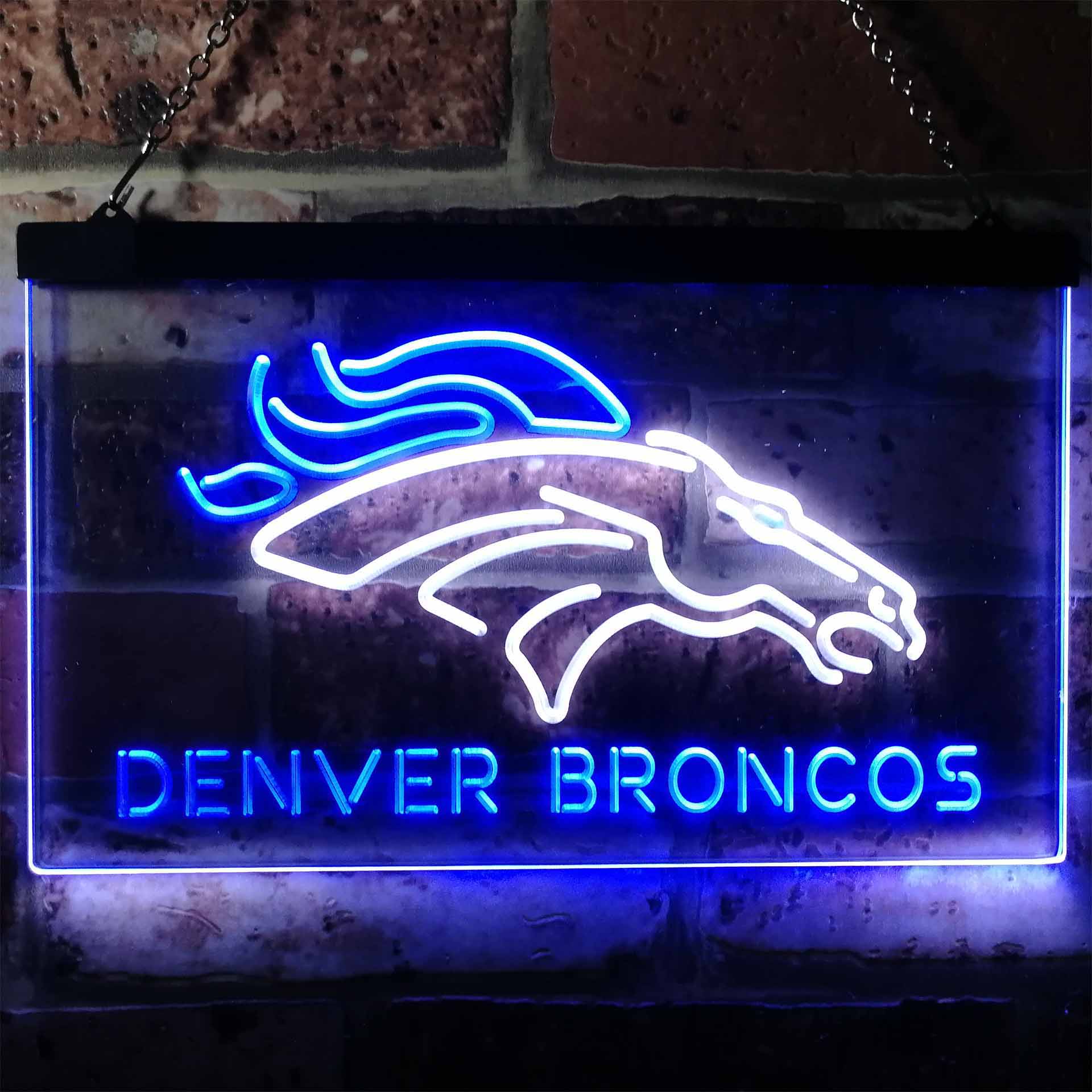 Denver Broncos Football Bar Dual Color LED Neon Sign ProLedSign