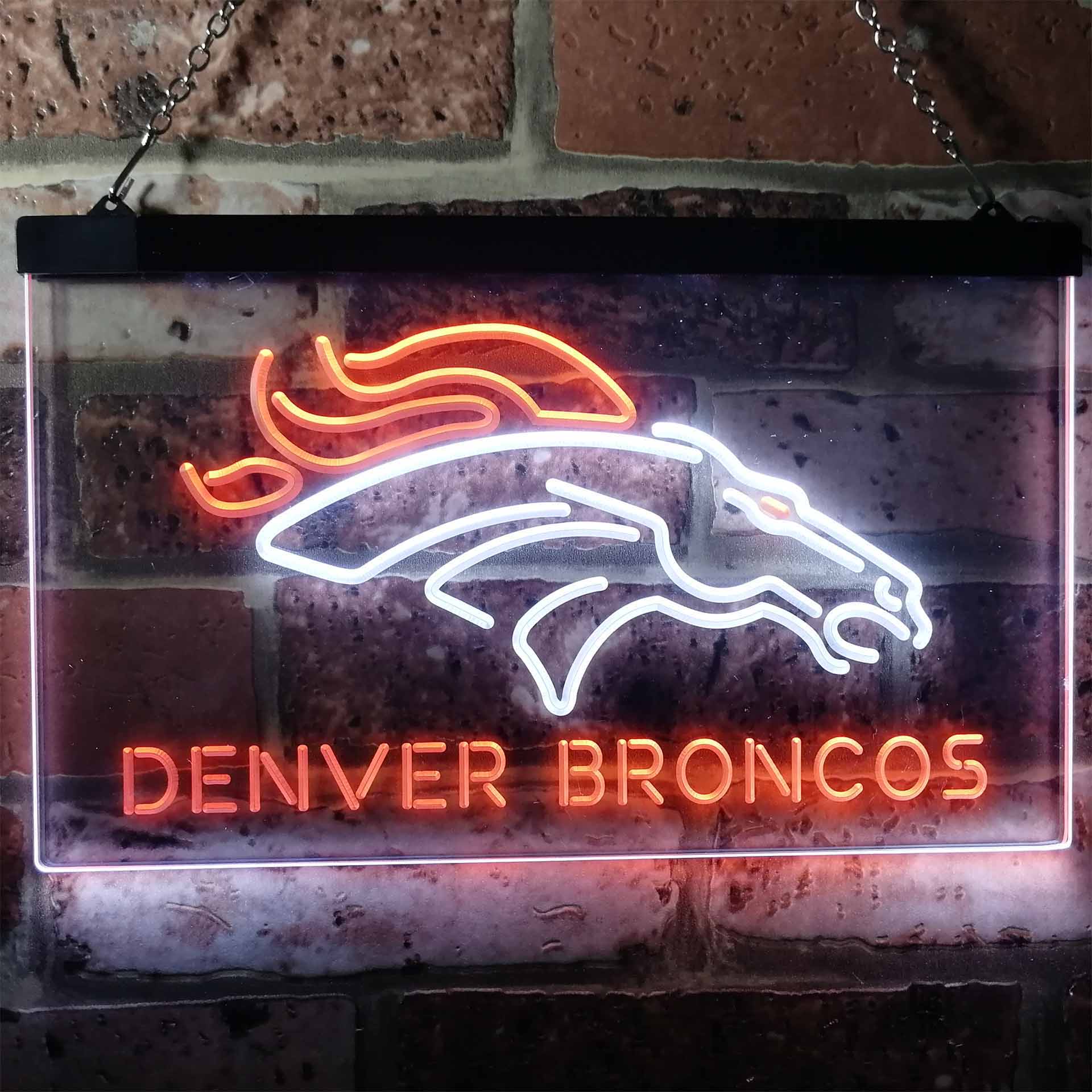 Denver Broncos Football Bar Dual Color LED Neon Sign ProLedSign