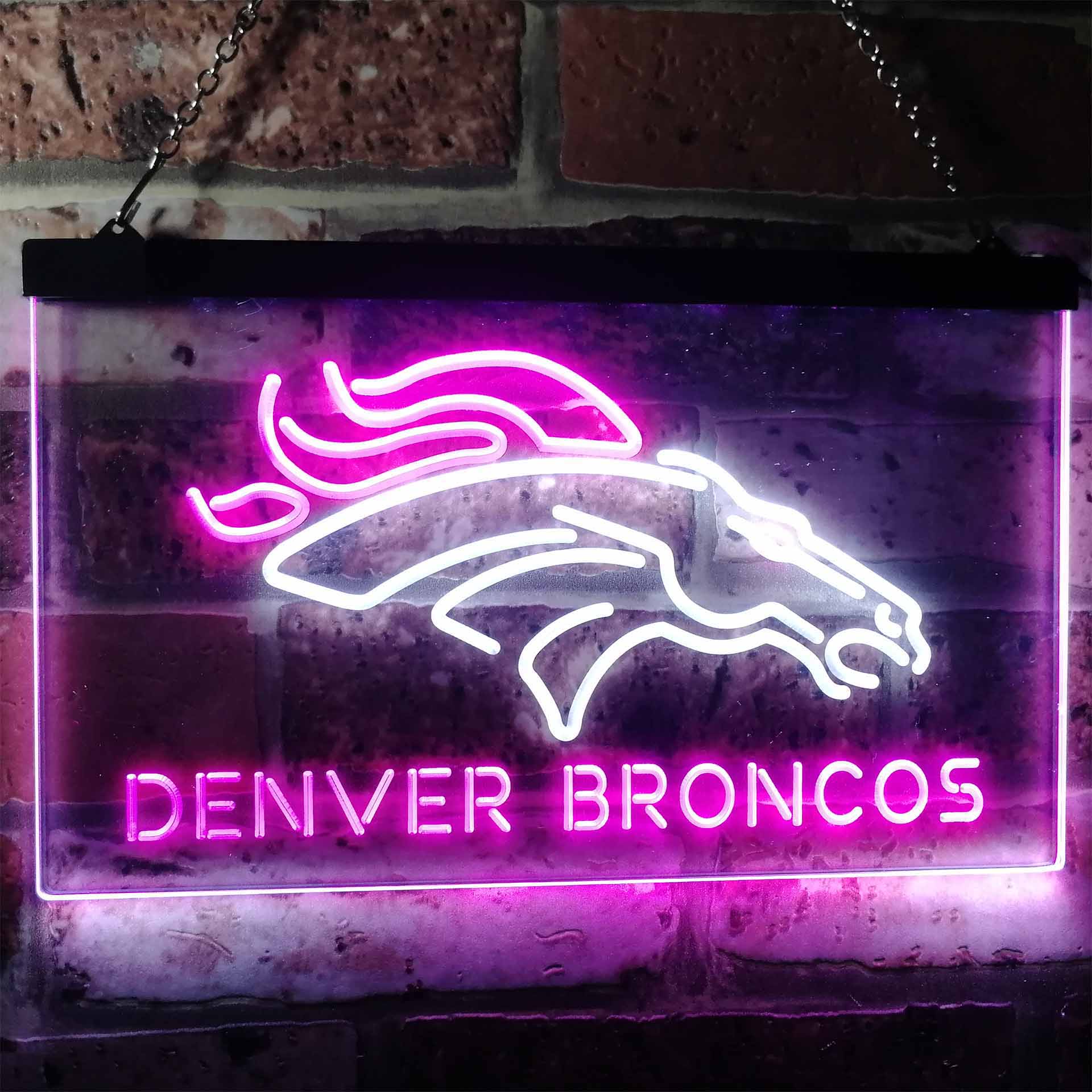 Denver Broncos Football Bar Dual Color LED Neon Sign ProLedSign