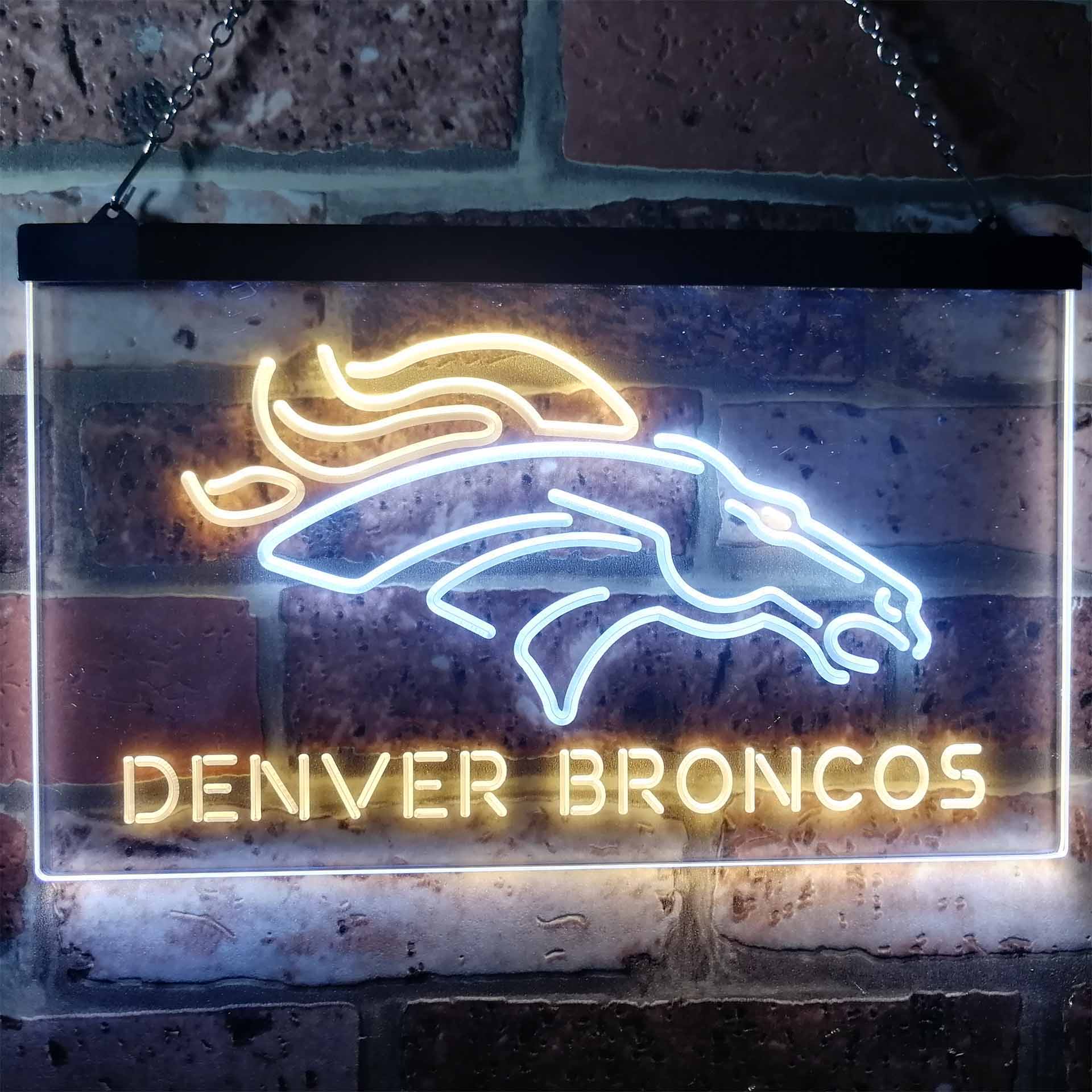 Denver Broncos Football Bar Dual Color LED Neon Sign ProLedSign