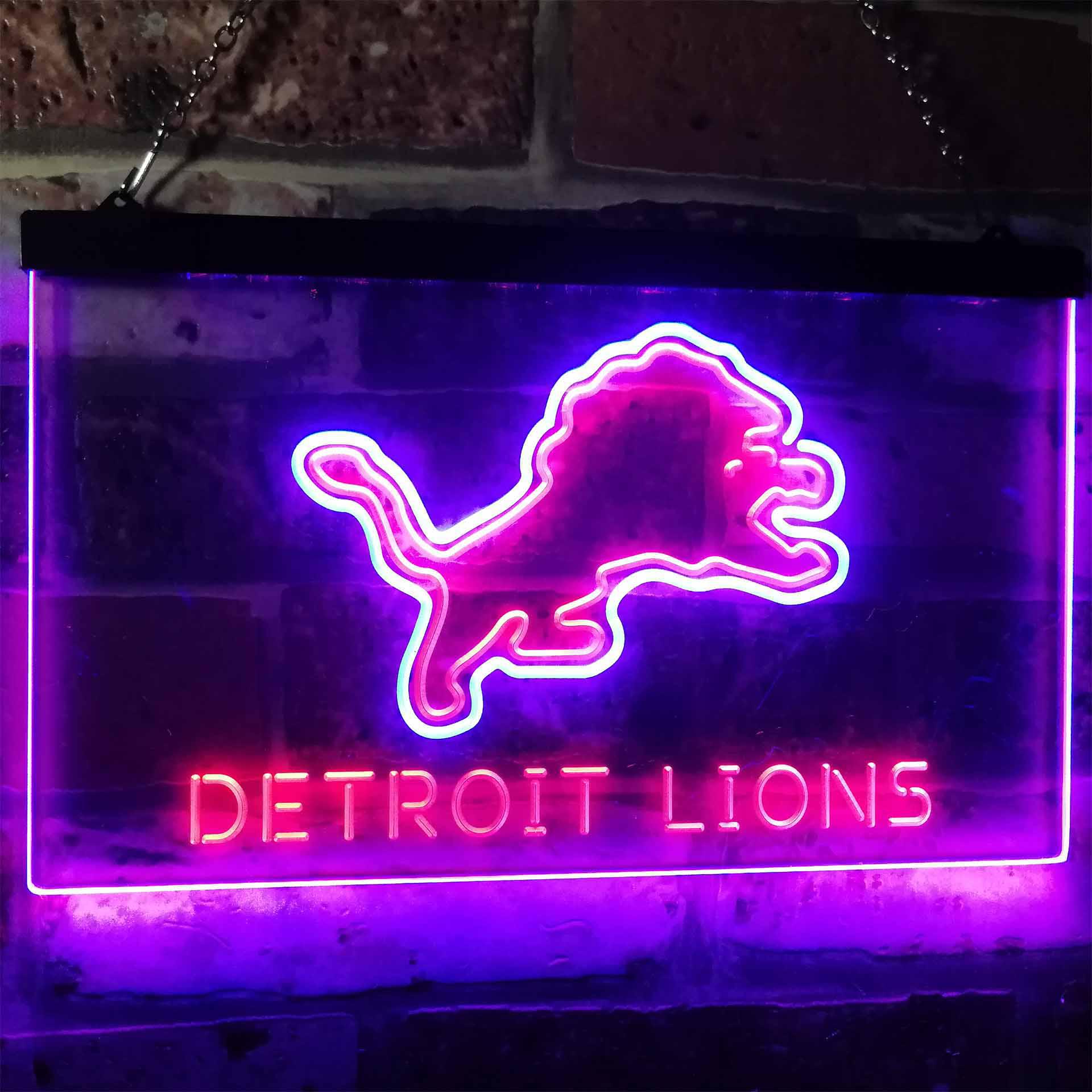 Detroit Lions Football Bar Dual Color LED Light Sign ProLedSign