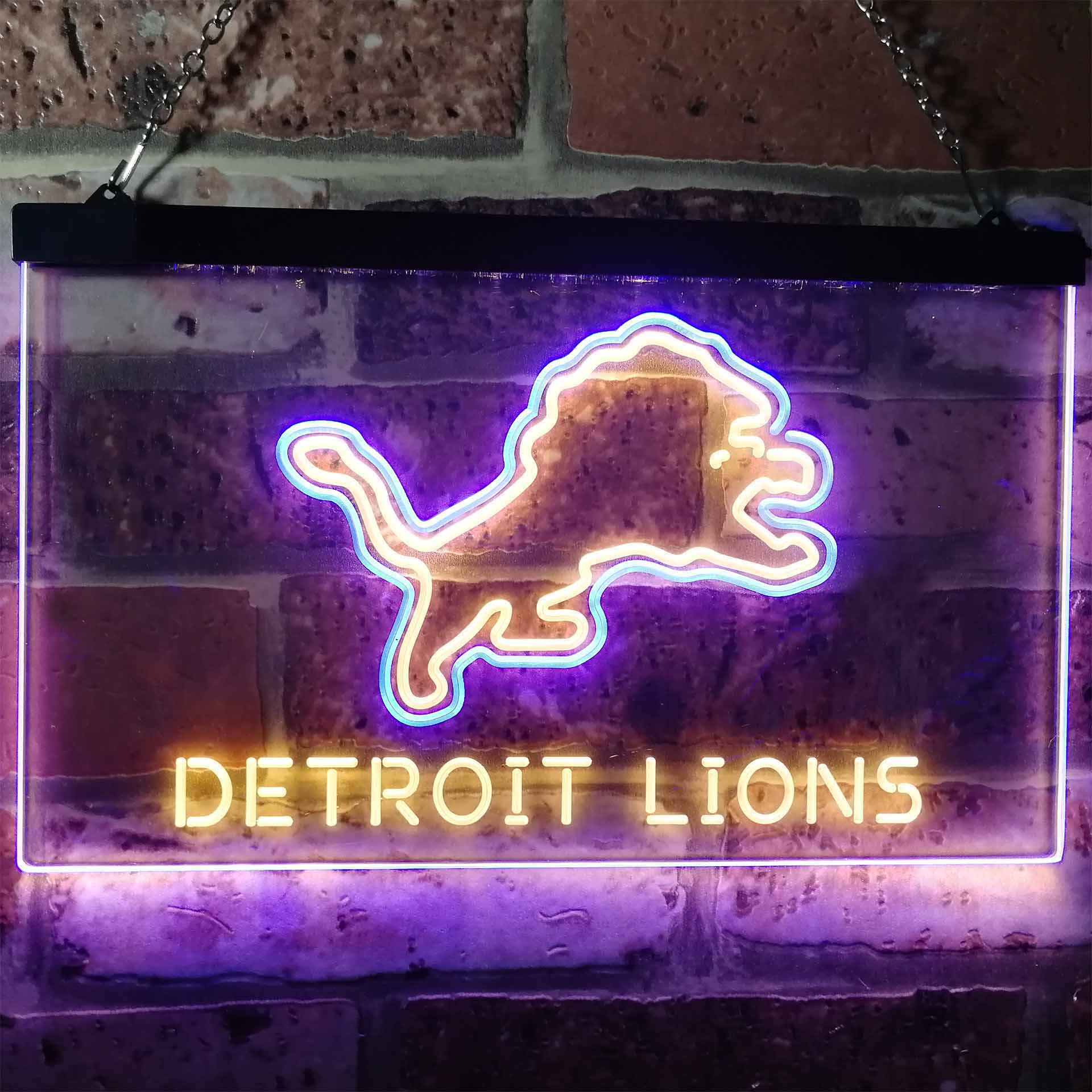 Detroit Lions Football Bar Dual Color LED Light Sign ProLedSign