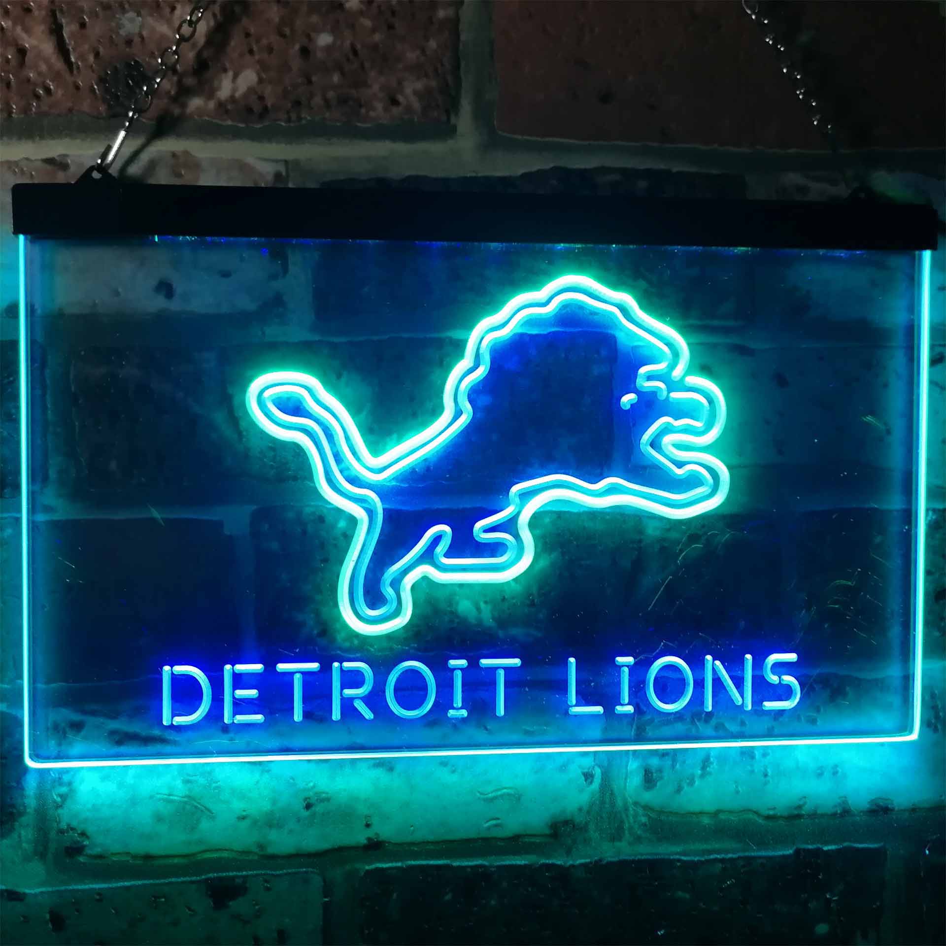 Detroit Lions Football Bar Dual Color LED Light Sign ProLedSign