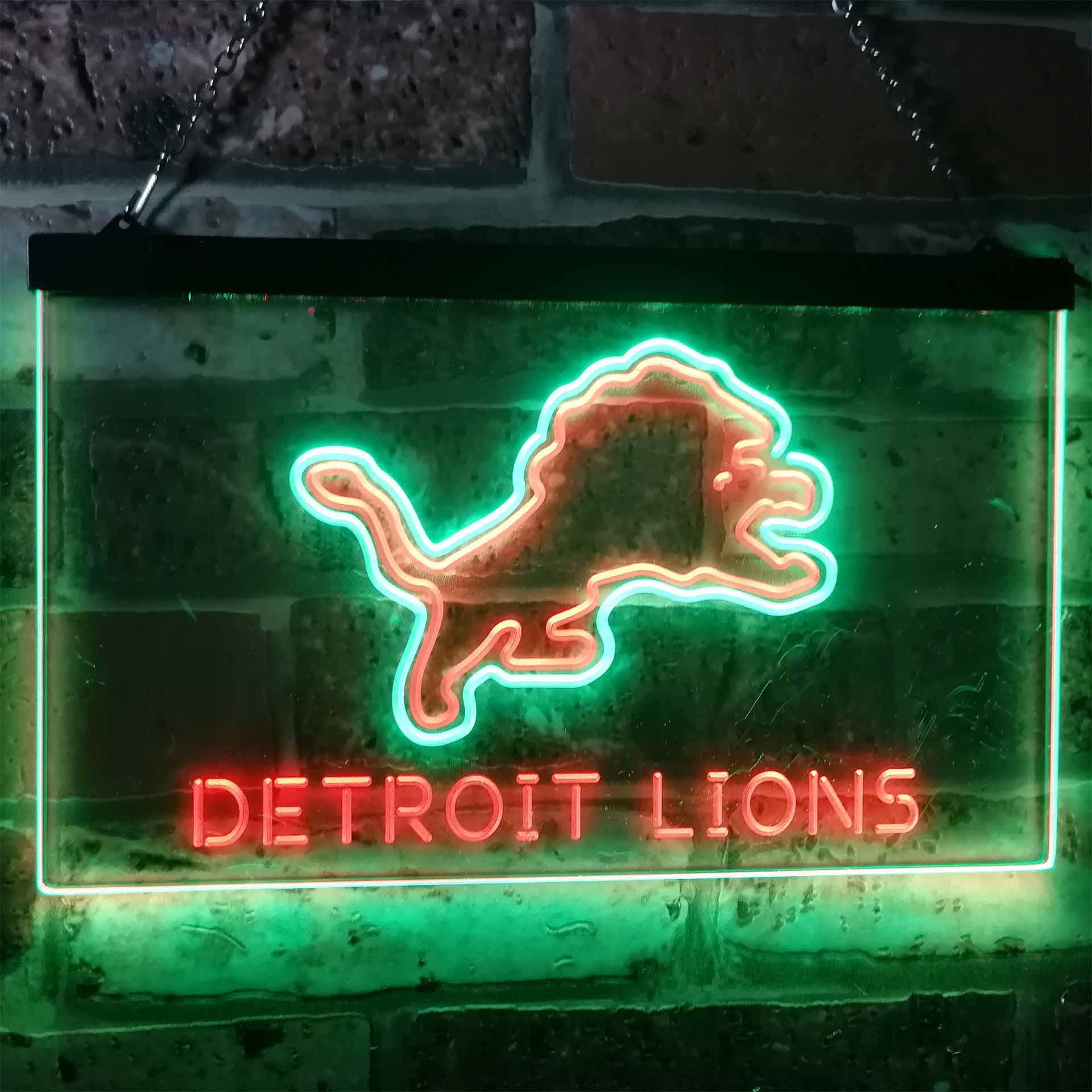 Detroit Lions Football Bar Dual Color LED Light Sign ProLedSign