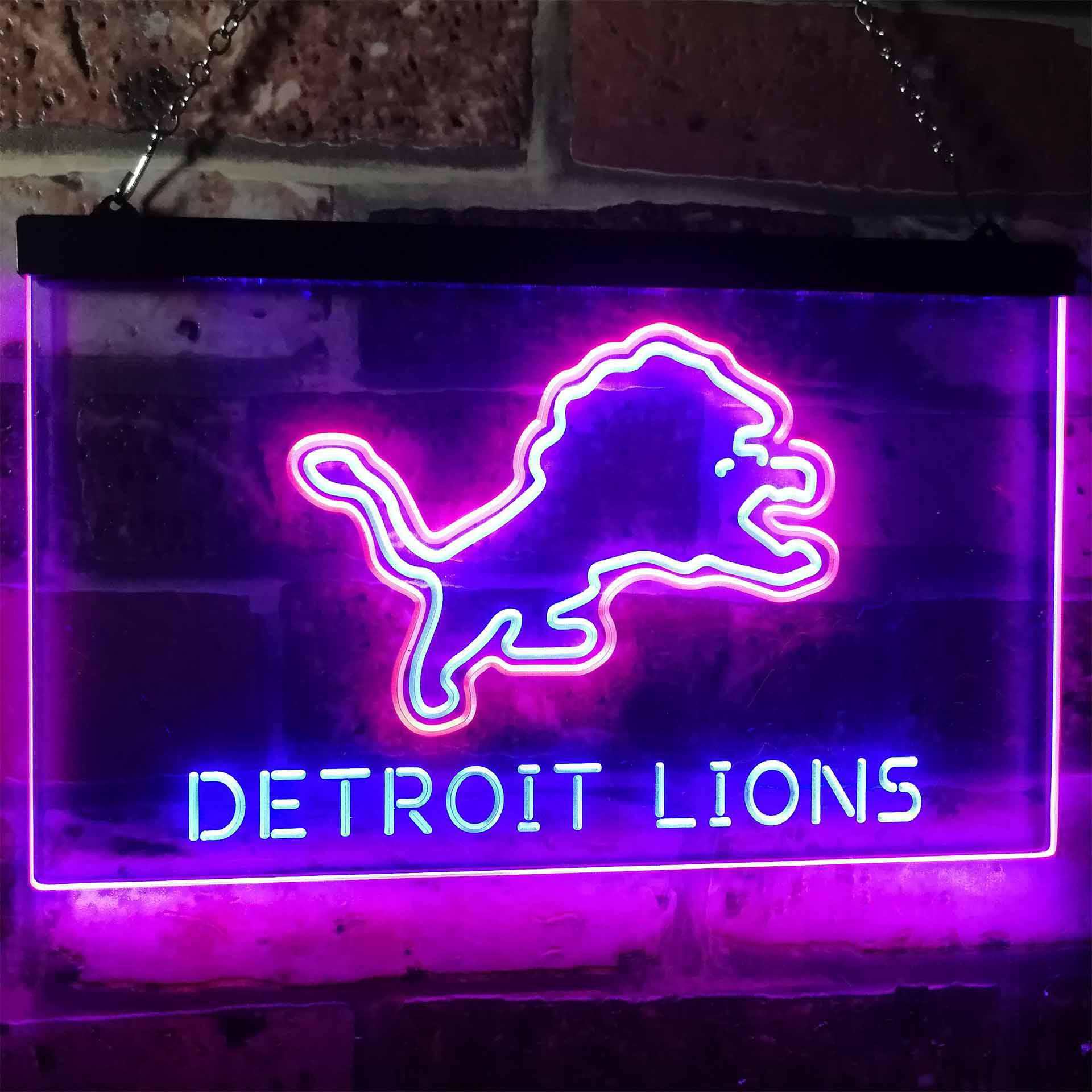 Detroit Lions Football Bar Dual Color LED Light Sign ProLedSign