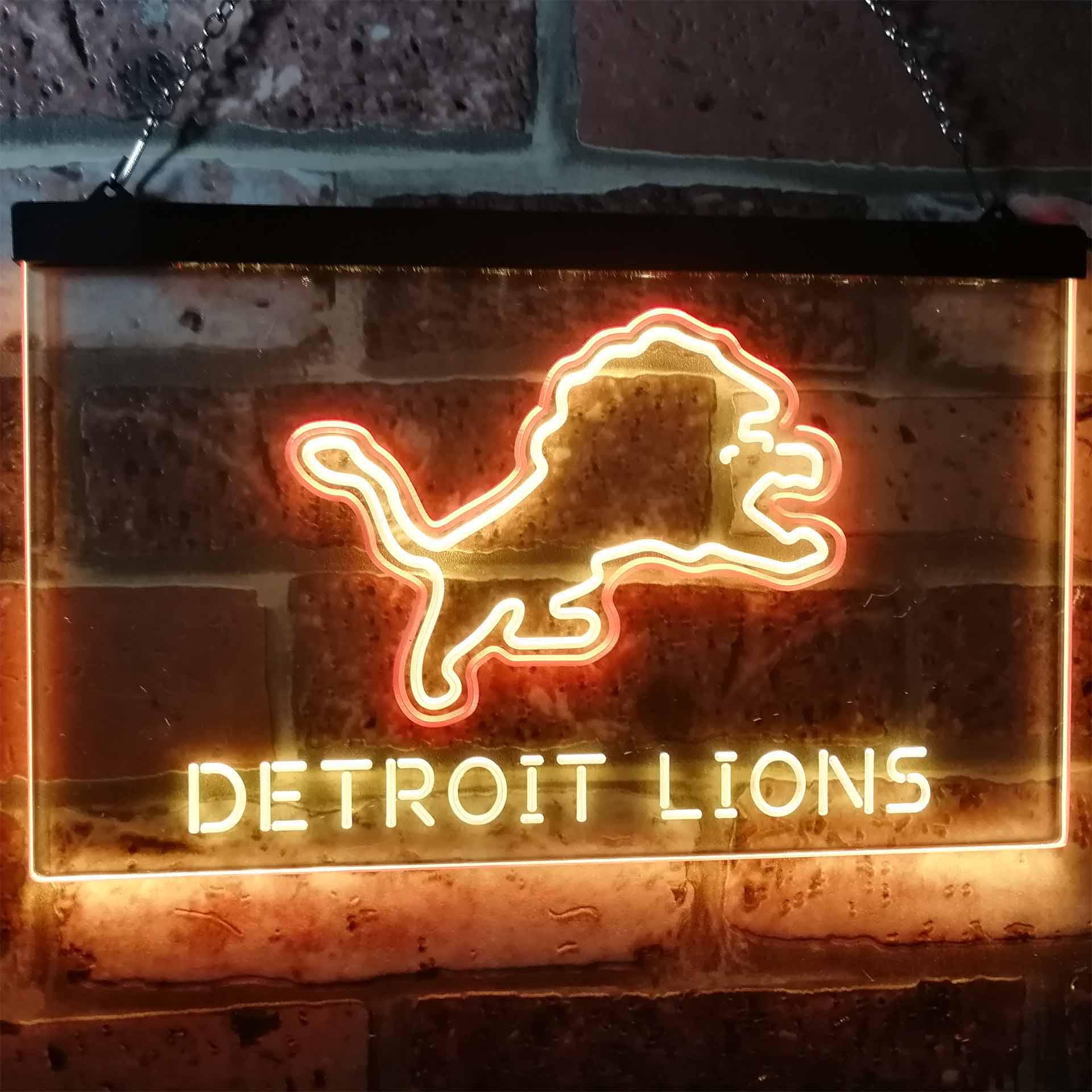 Detroit Lions Football Bar Dual Color LED Light Sign ProLedSign