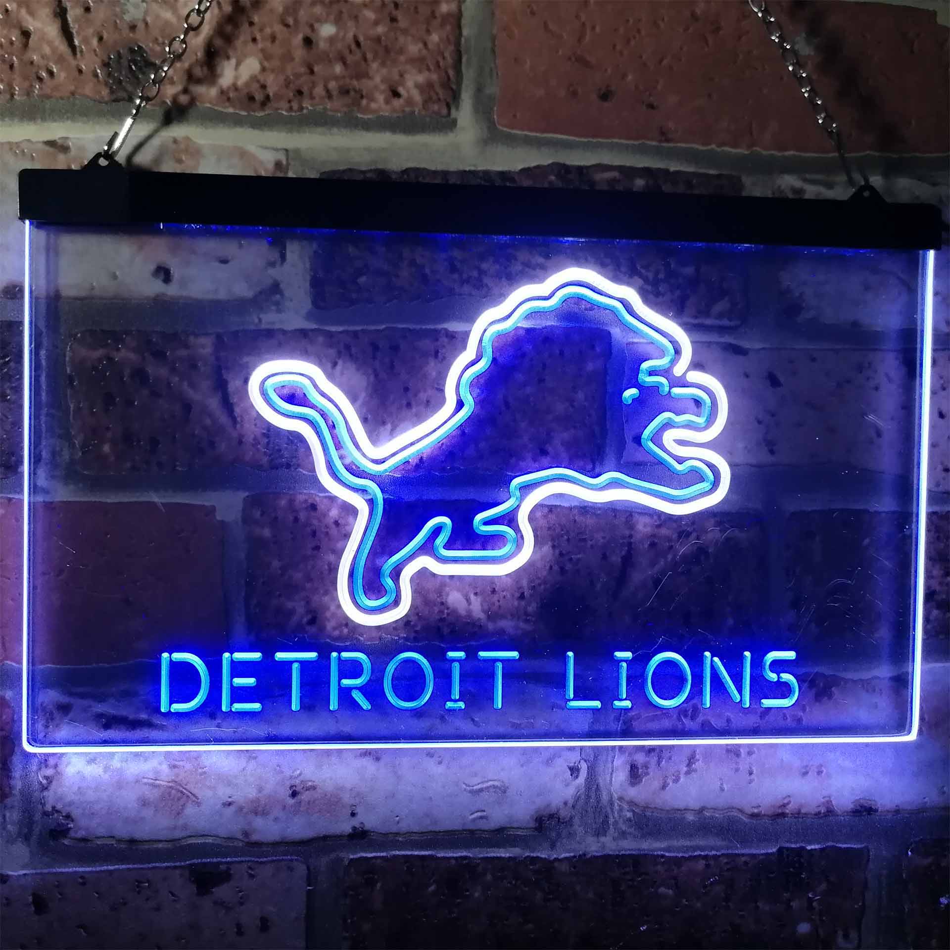 Detroit Lions Football Bar Dual Color LED Light Sign ProLedSign