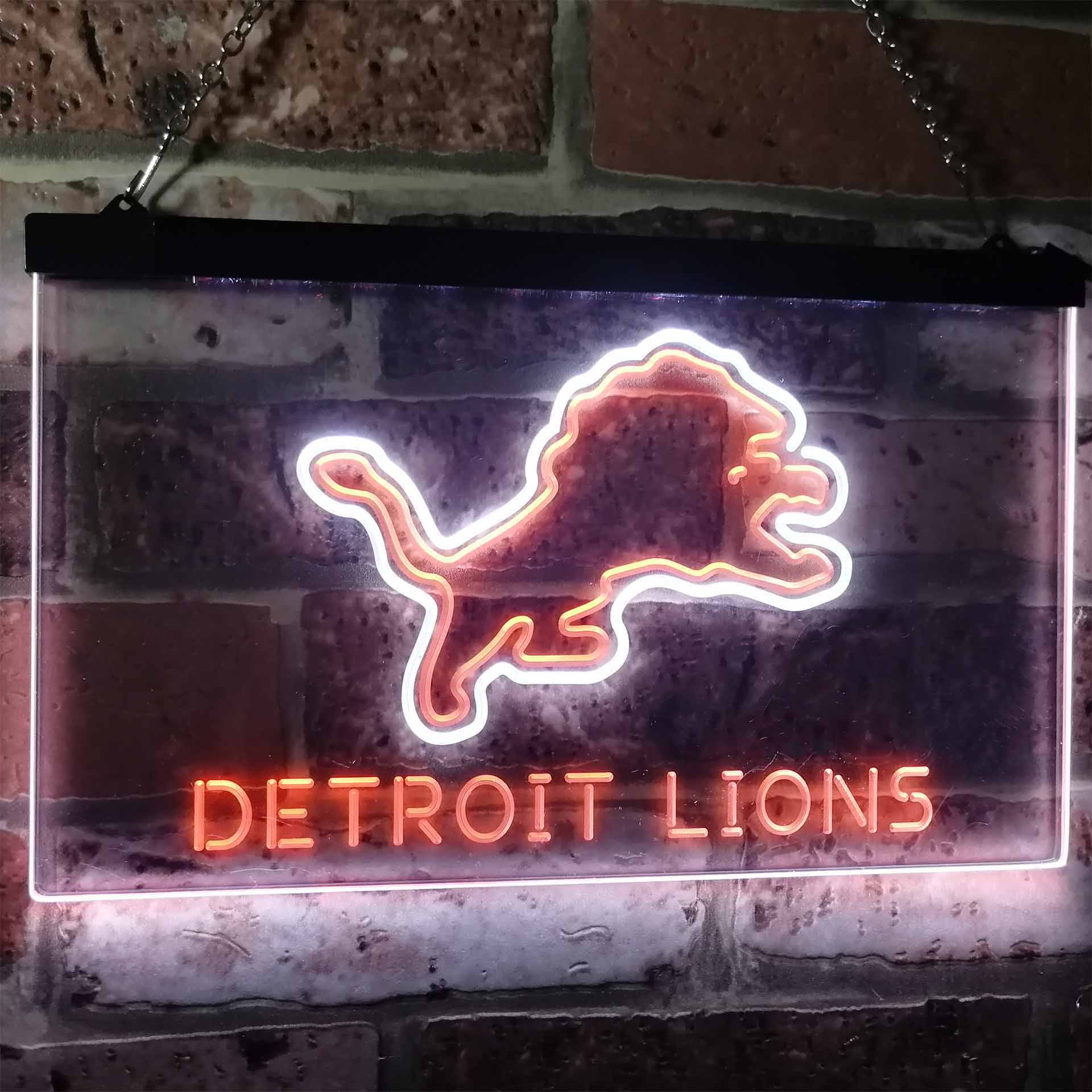 Detroit Lions Football Bar Dual Color LED Light Sign ProLedSign