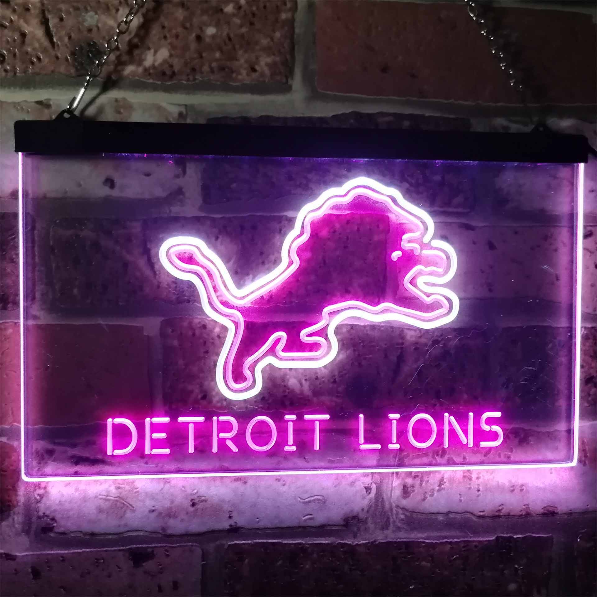 Detroit Lions Football Bar Dual Color LED Light Sign ProLedSign