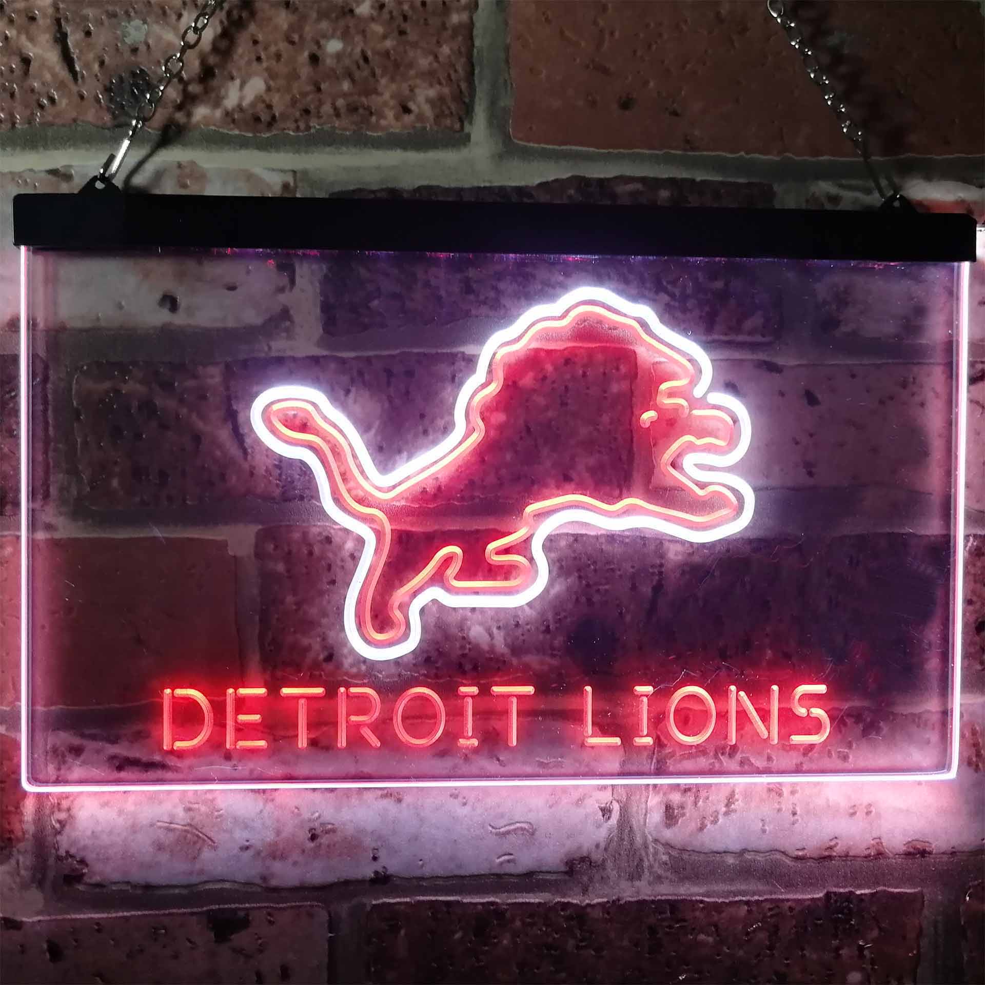 Detroit Lions Football Bar Dual Color LED Light Sign ProLedSign