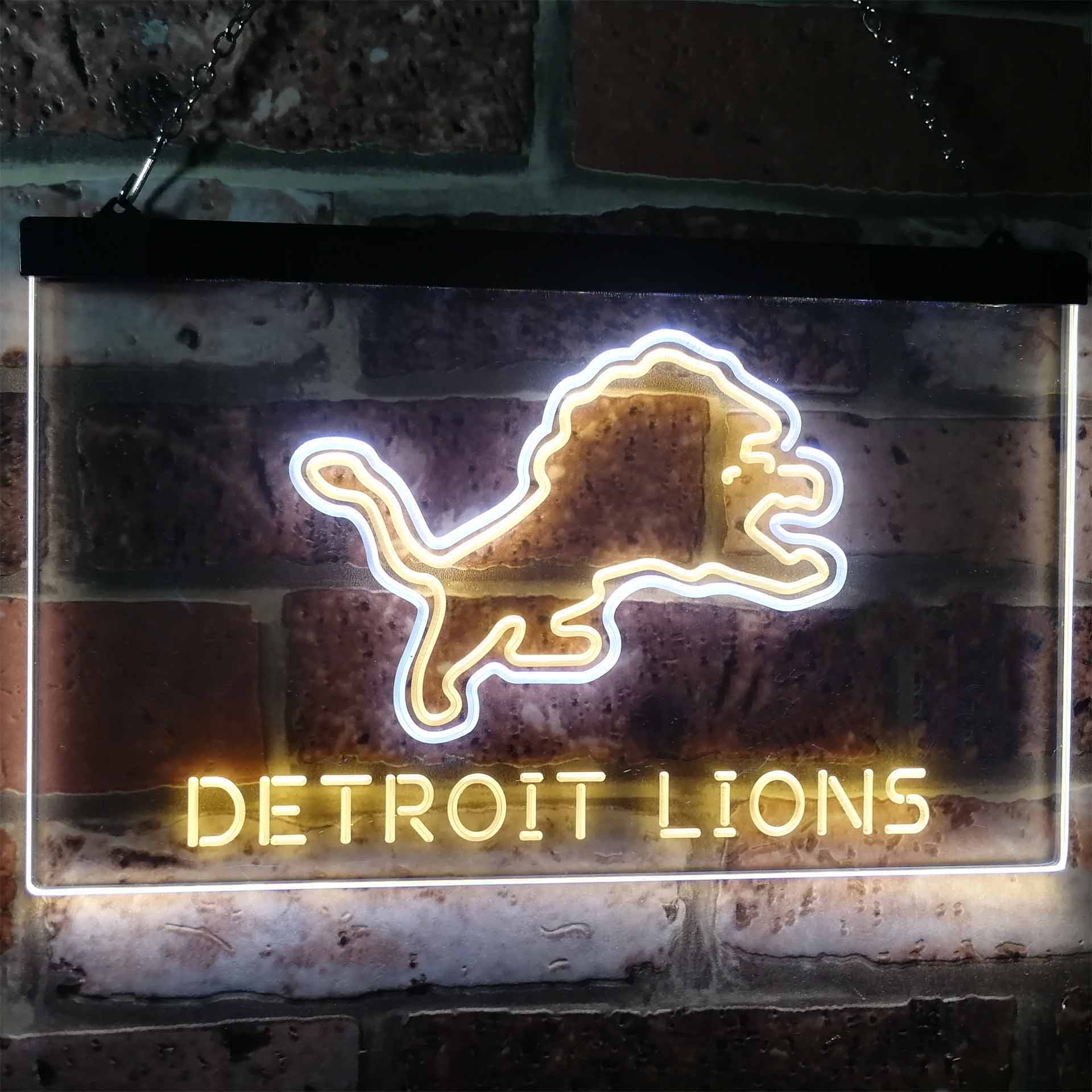 Detroit Lions Football Bar Dual Color LED Light Sign ProLedSign