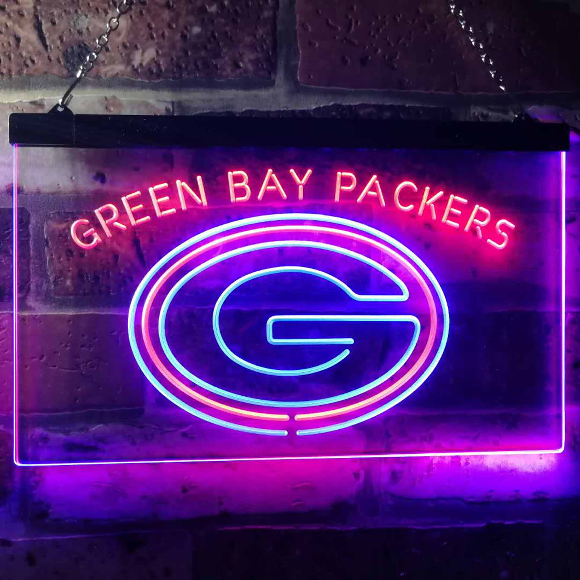 Green Bay Packers Football Bar Decor Dual Color LED Neon Sign ProLedSign
