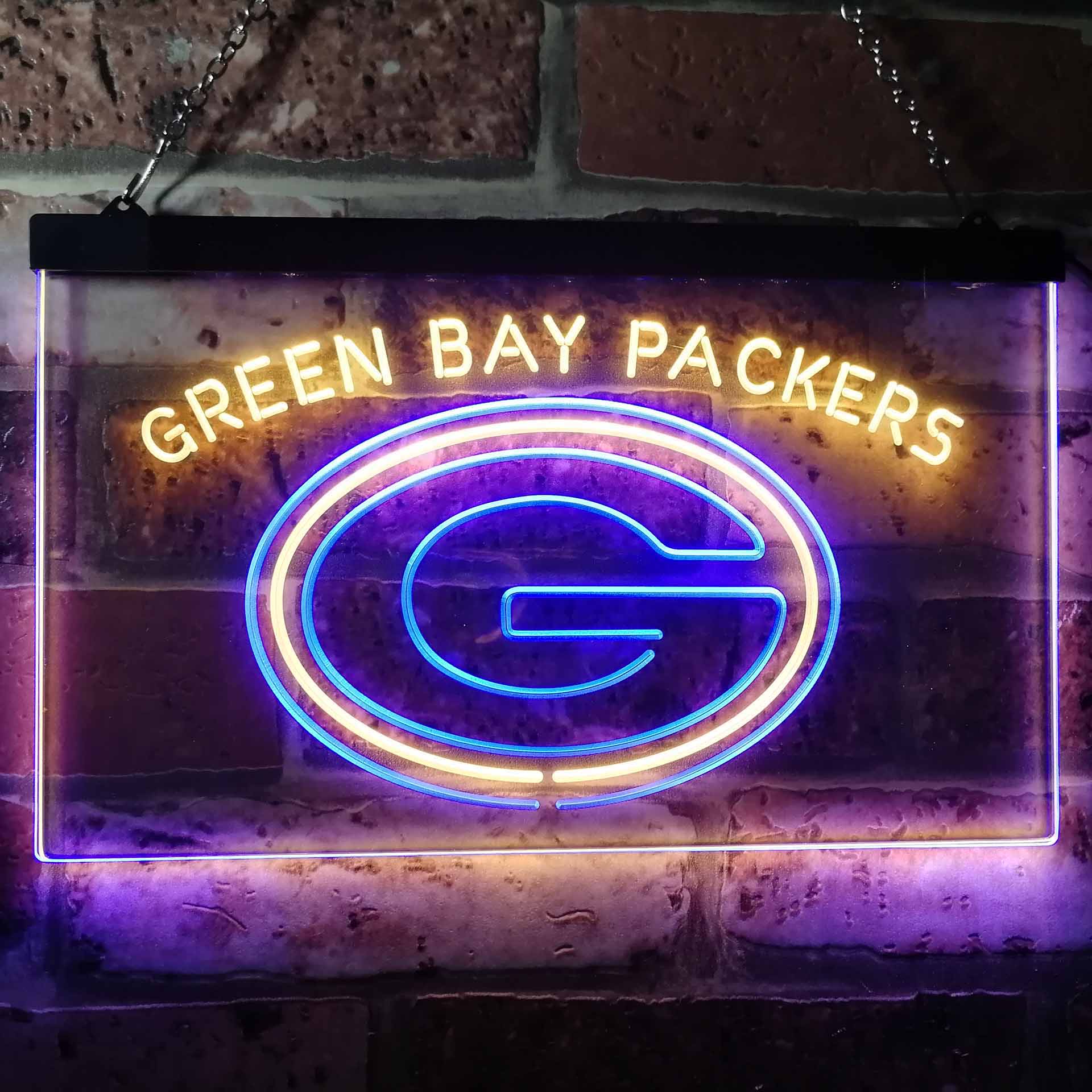 Green Bay Packers Football Bar Decor Dual Color LED Neon Sign ProLedSign