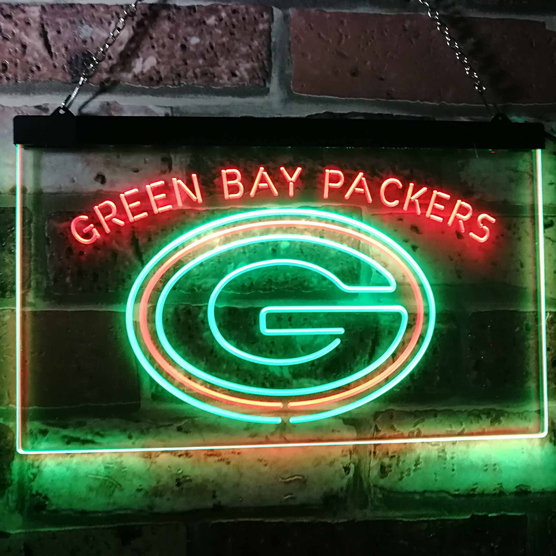 Green Bay Packers Football Bar Decor Dual Color LED Neon Sign ProLedSign