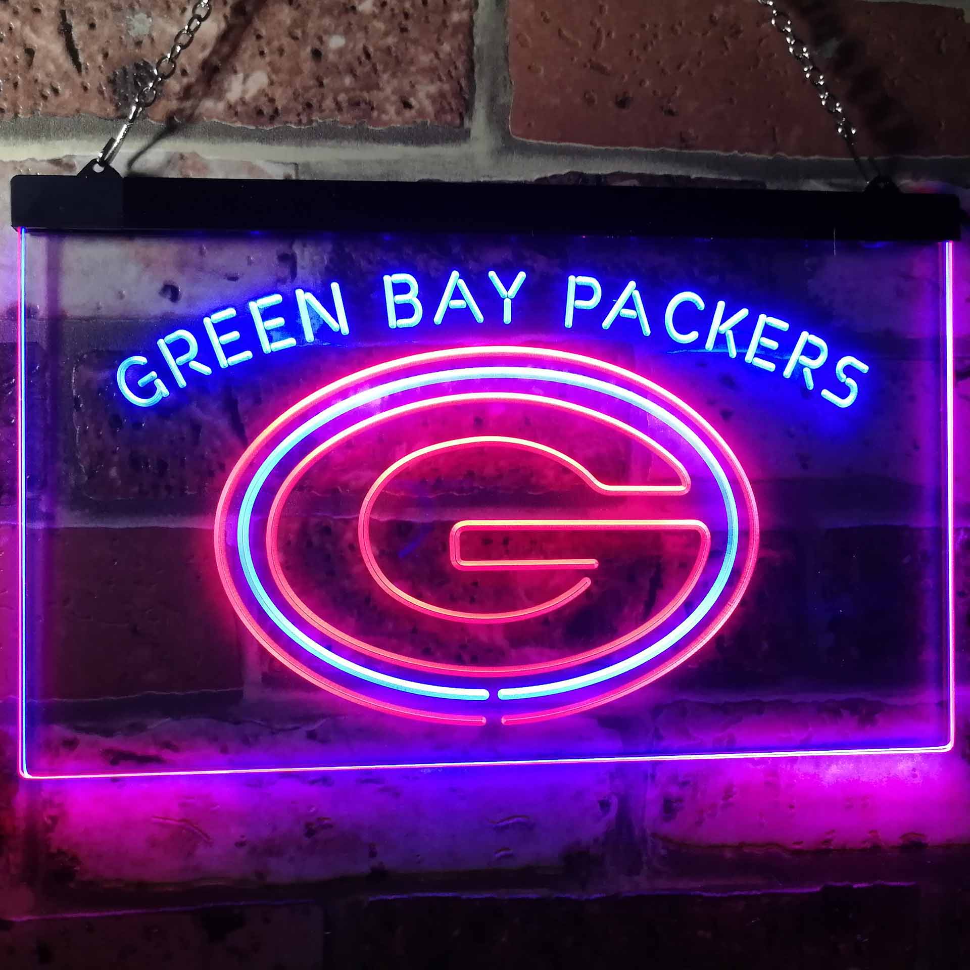 Green Bay Packers Football Bar Decor Dual Color LED Neon Sign ProLedSign