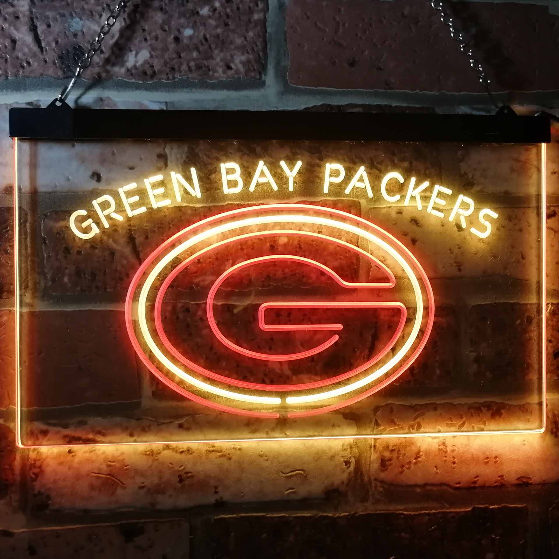 Green Bay Packers Football Bar Decor Dual Color LED Neon Sign ProLedSign