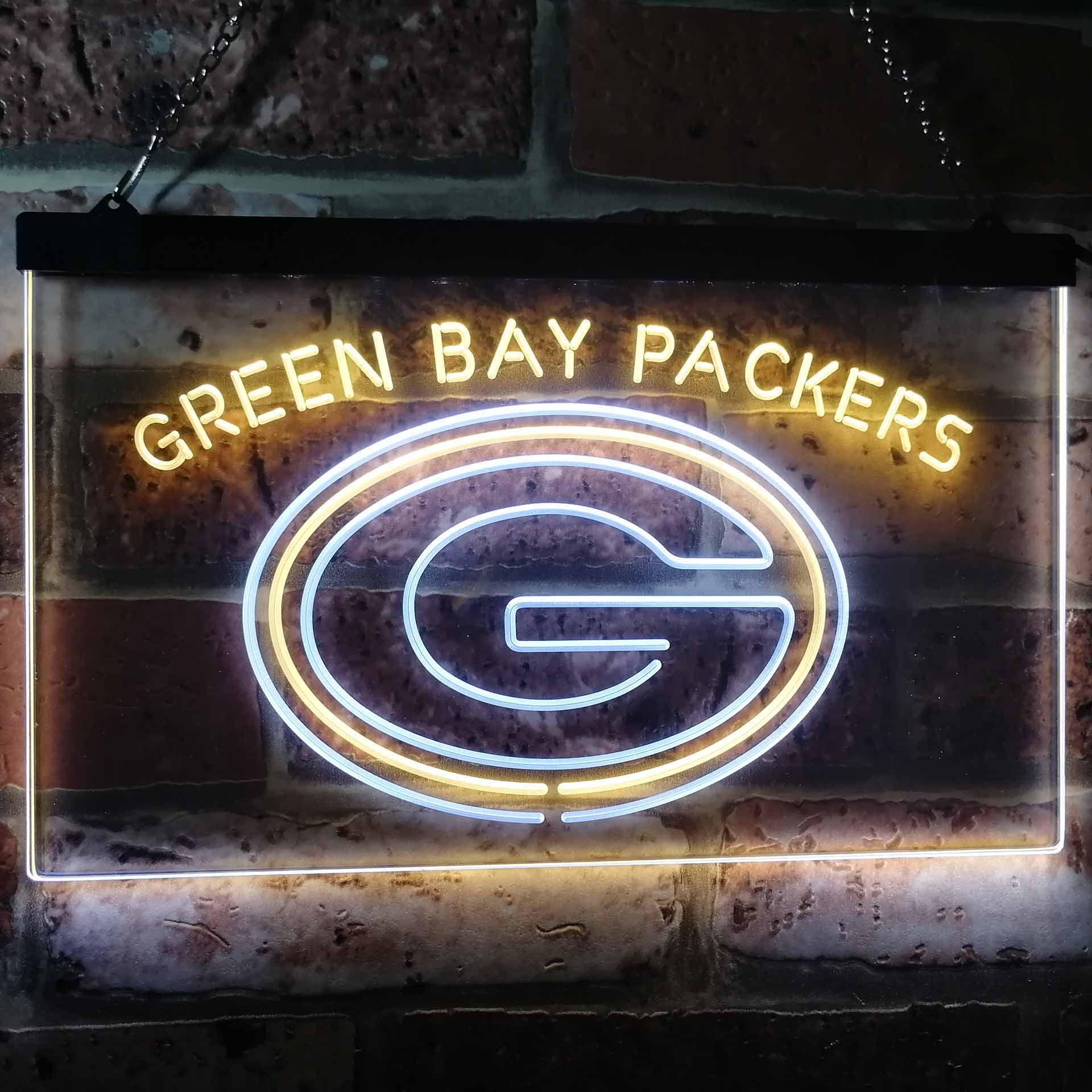 Green Bay Packers Football Bar Decor Dual Color LED Neon Sign ProLedSign