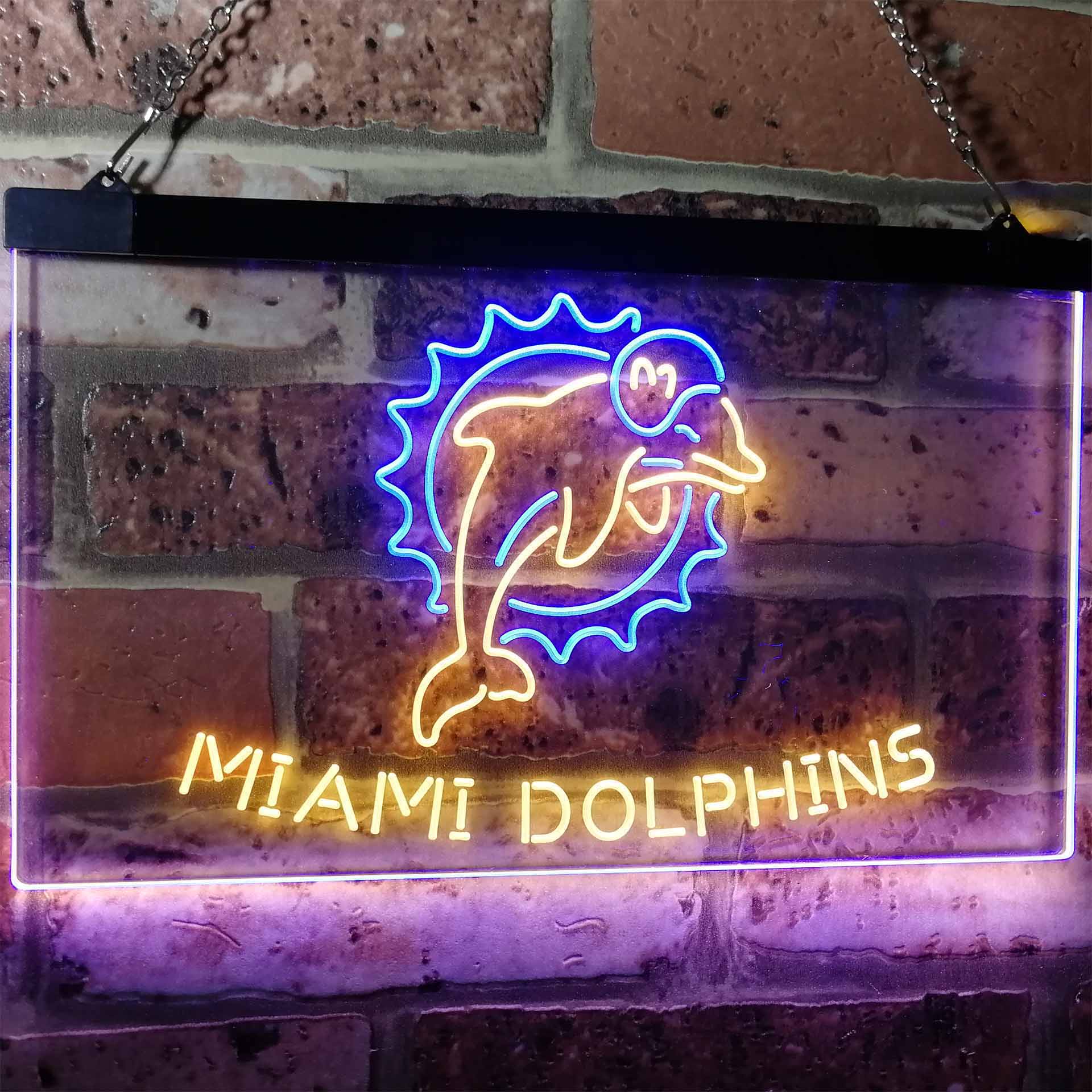 Miami Dolphinsation Football Bar Dual Color LED Neon Sign ProLedSign