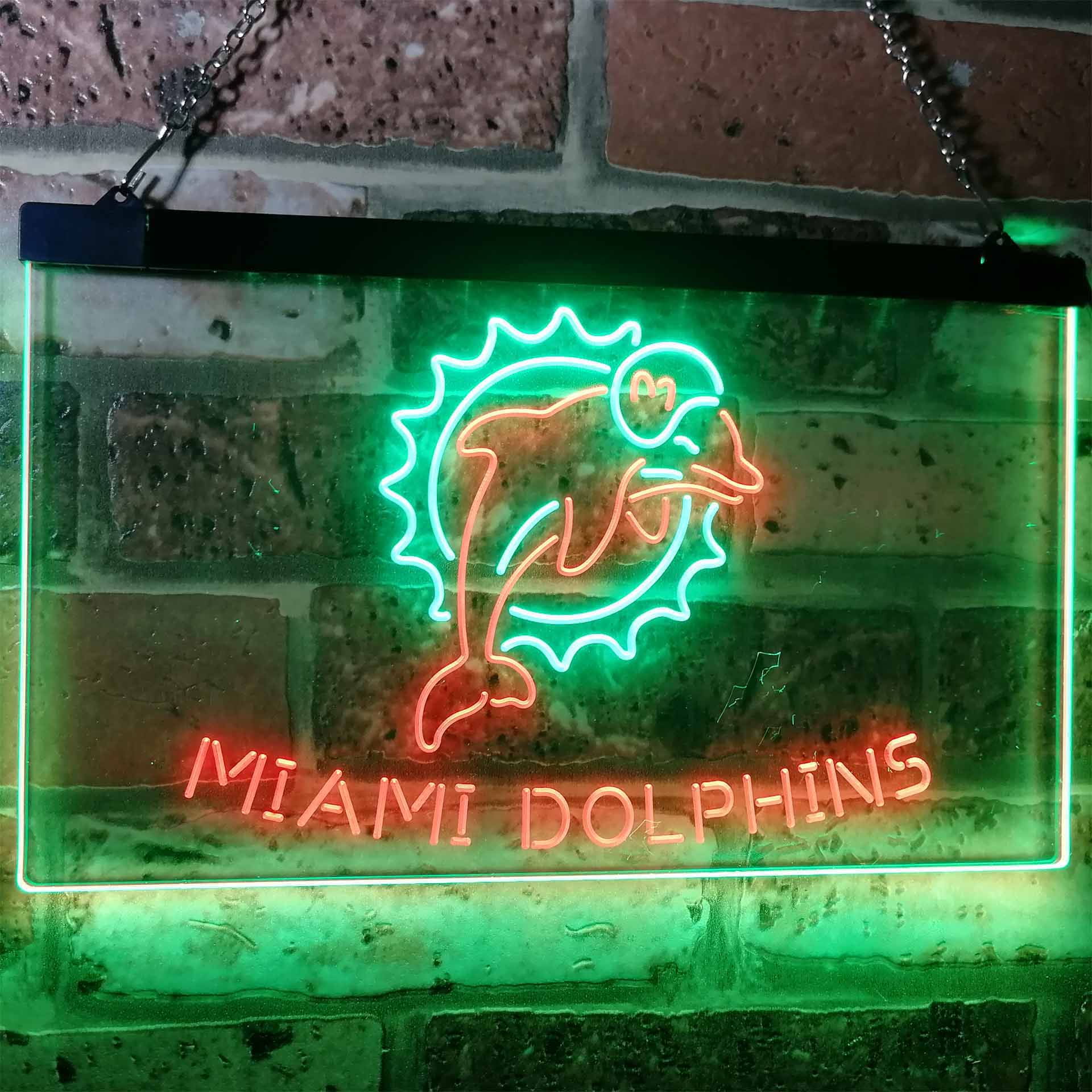 Miami Dolphinsation Football Bar Dual Color LED Neon Sign ProLedSign