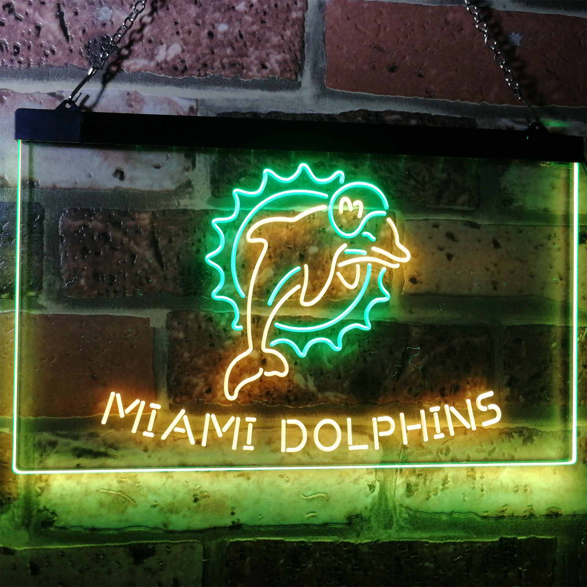 Miami Dolphinsation Football Bar Dual Color LED Neon Sign ProLedSign