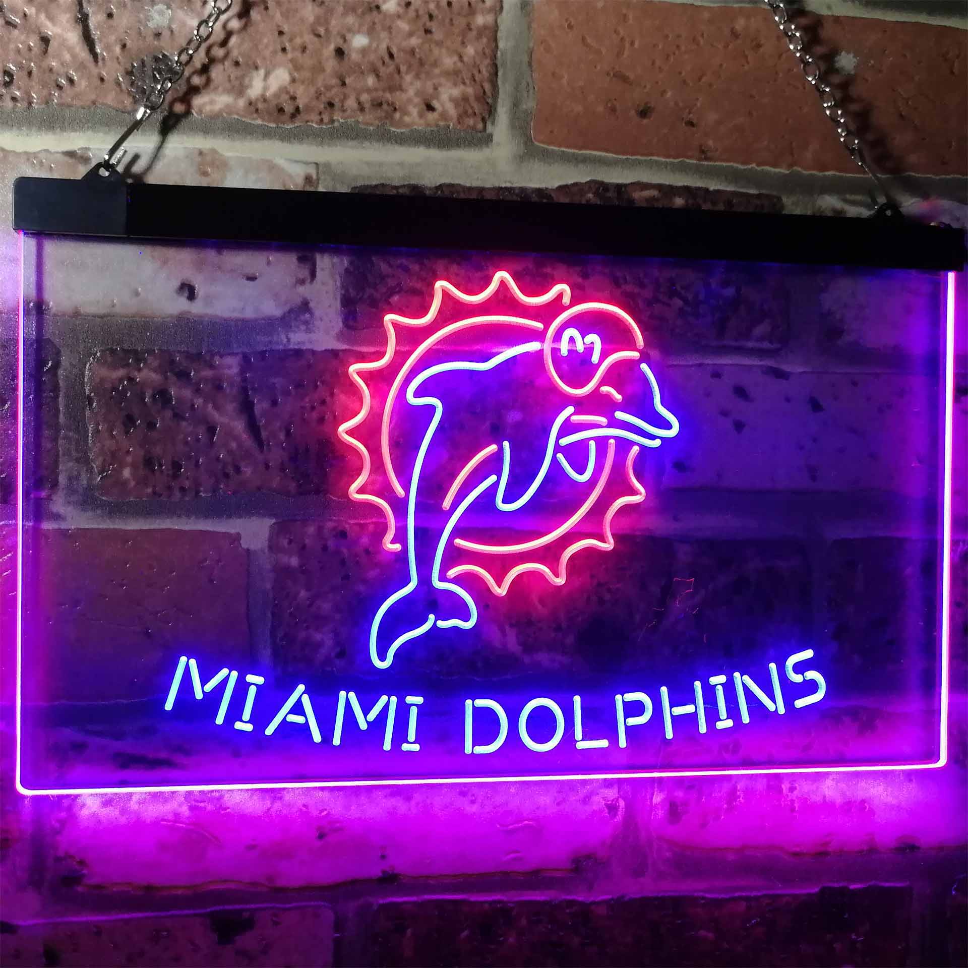 Miami Dolphinsation Football Bar Dual Color LED Neon Sign ProLedSign