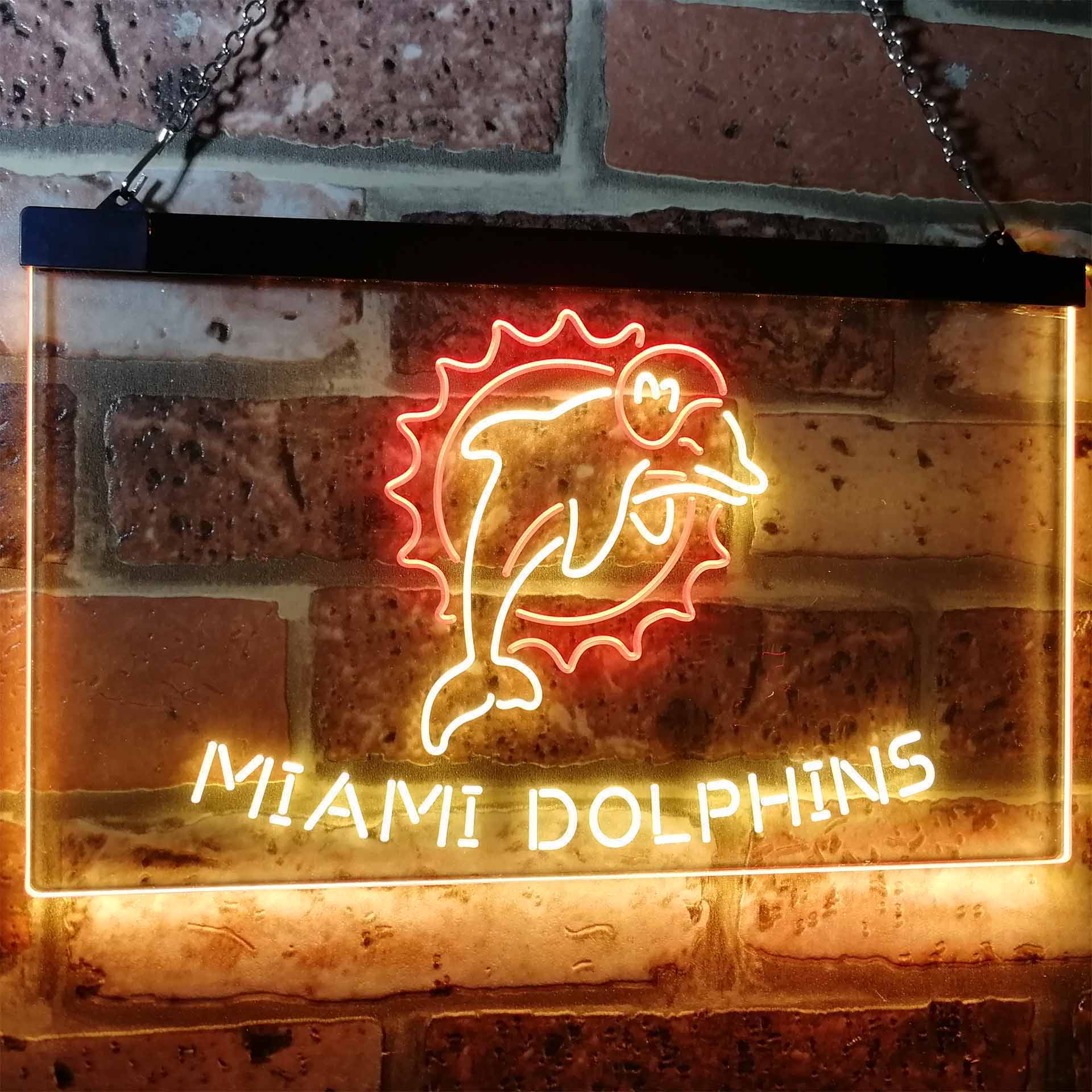 Miami Dolphinsation Football Bar Dual Color LED Neon Sign ProLedSign