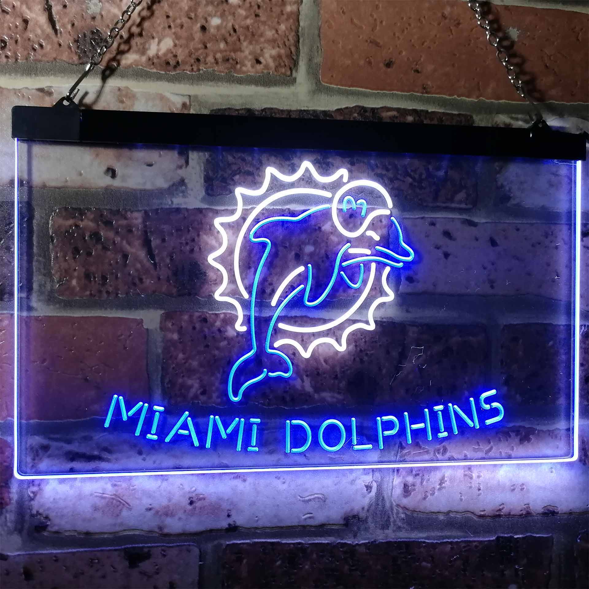 Miami Dolphinsation Football Bar Dual Color LED Neon Sign ProLedSign