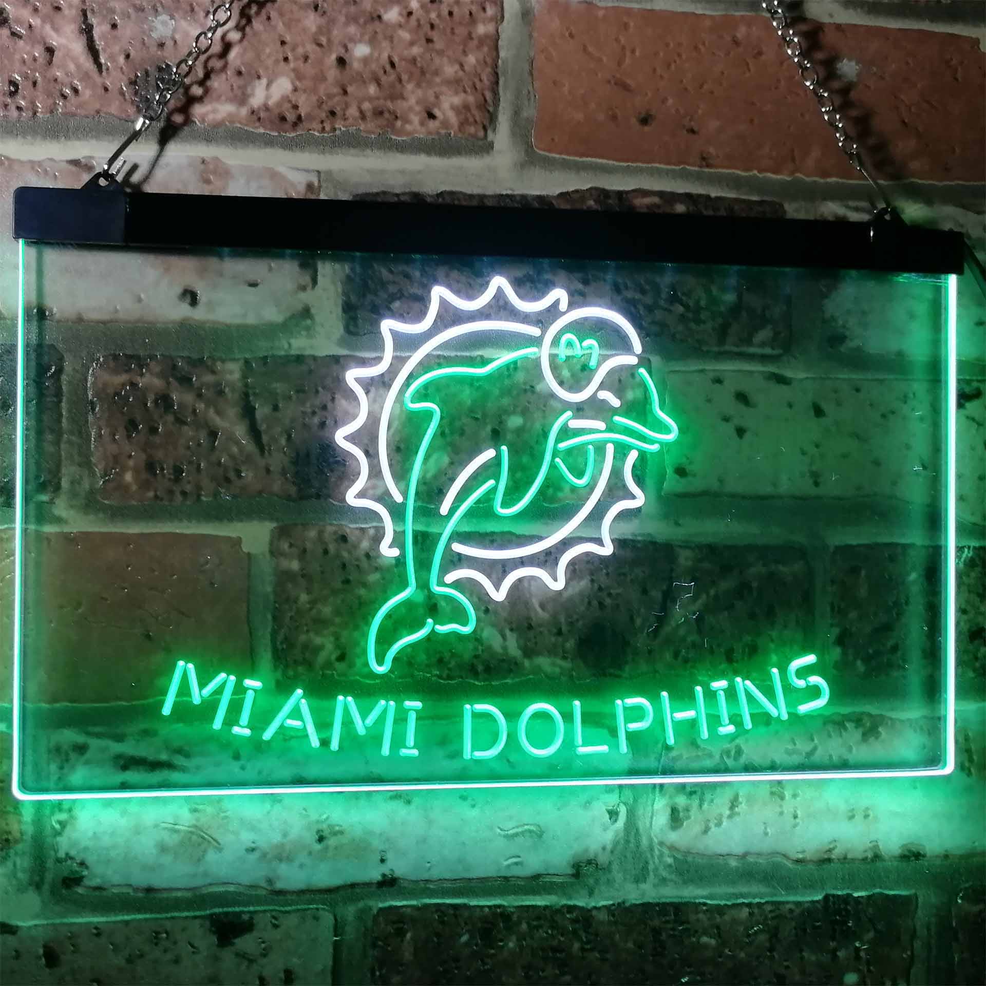 Miami Dolphinsation Football Bar Dual Color LED Neon Sign ProLedSign