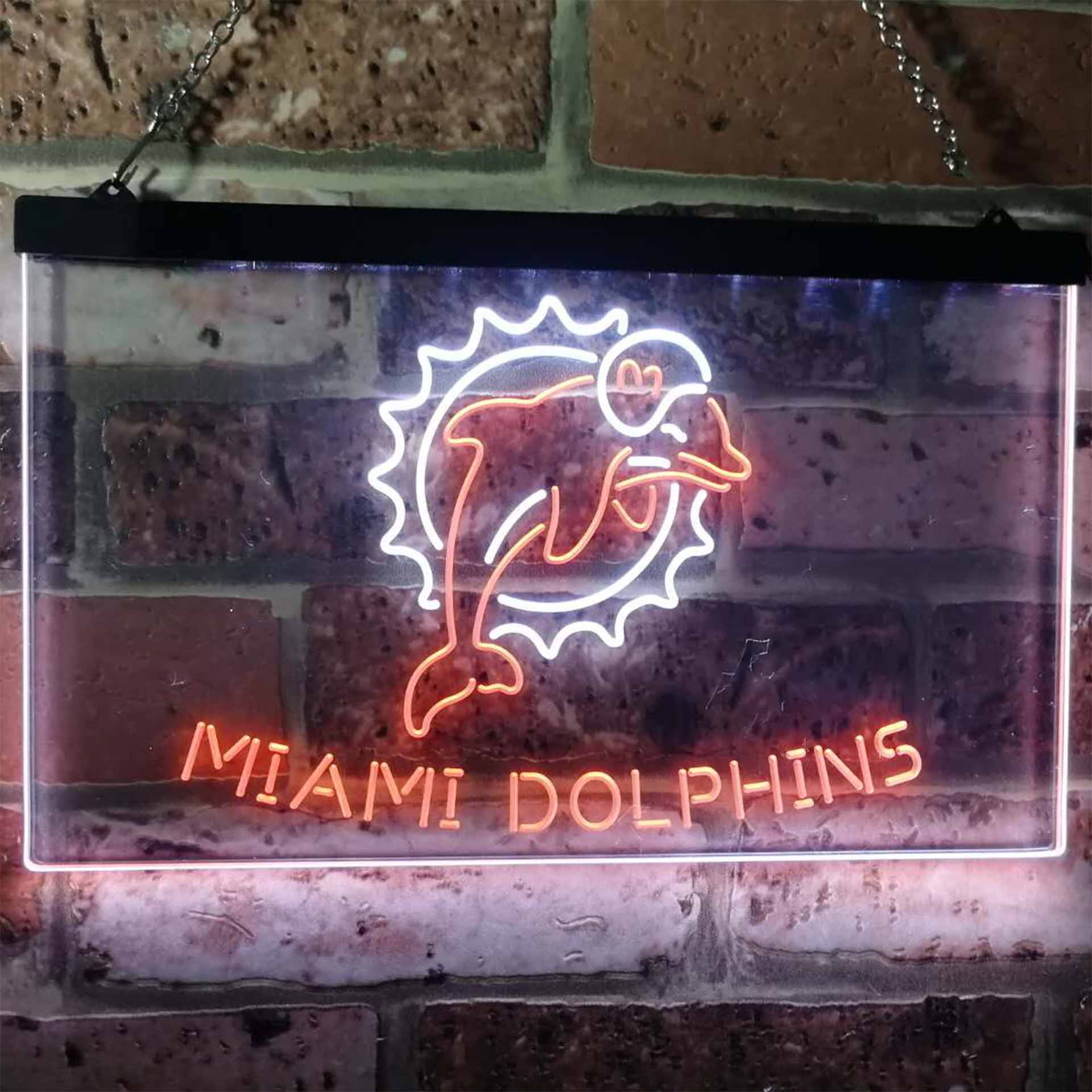 Miami Dolphinsation Football Bar Dual Color LED Neon Sign ProLedSign