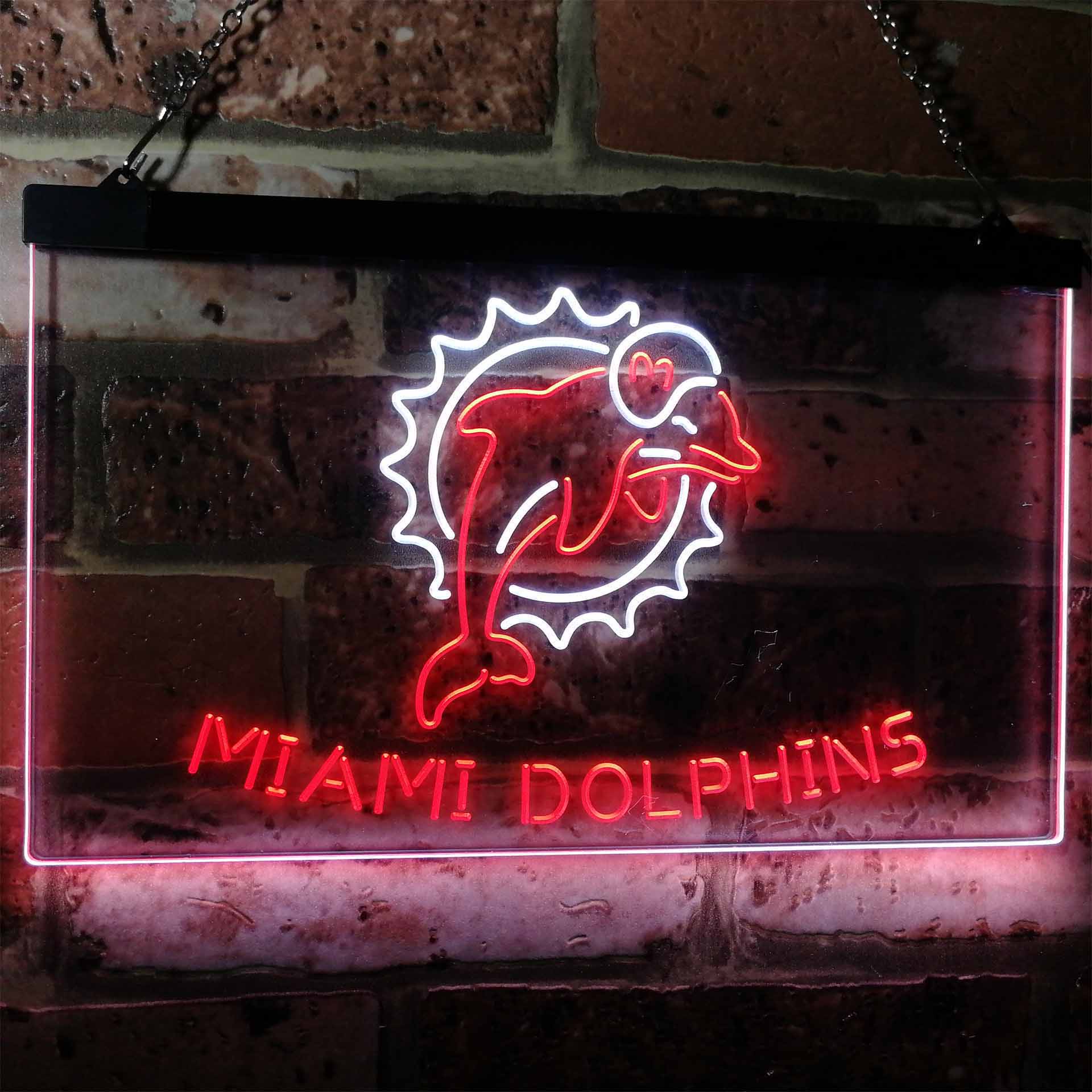 Miami Dolphinsation Football Bar Dual Color LED Neon Sign ProLedSign