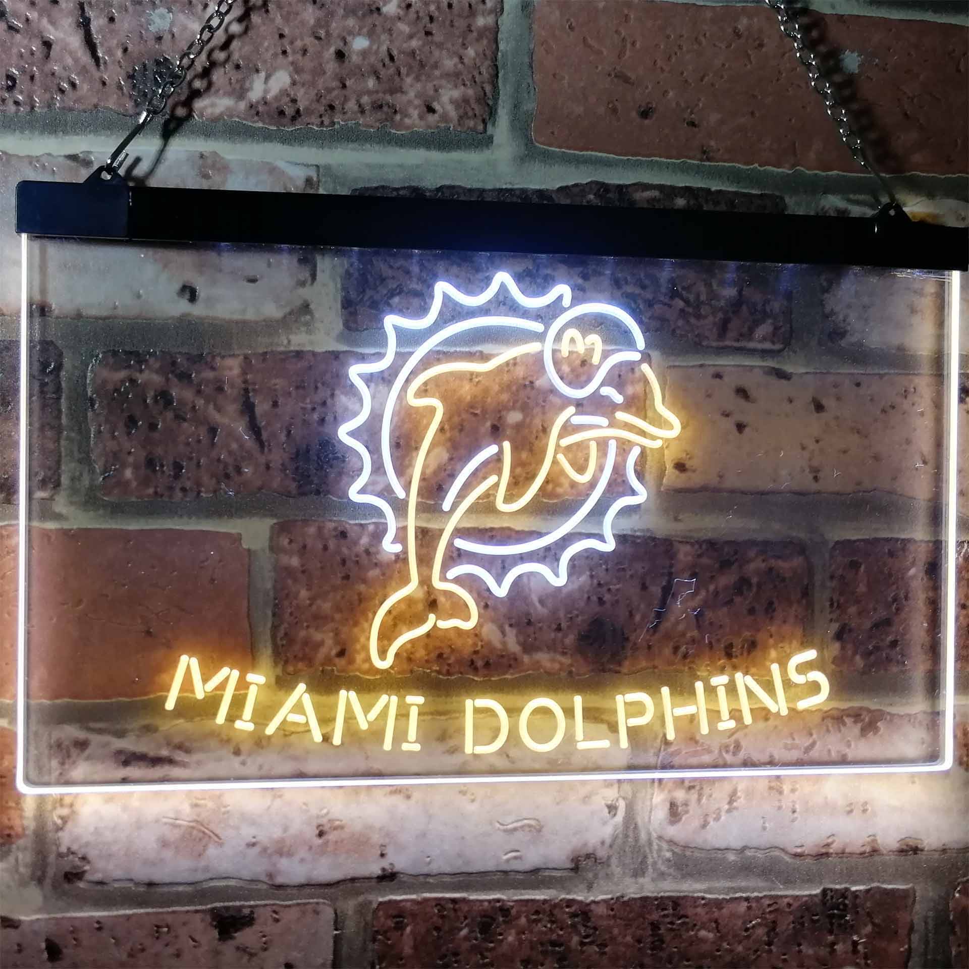 Miami Dolphinsation Football Bar Dual Color LED Neon Sign ProLedSign