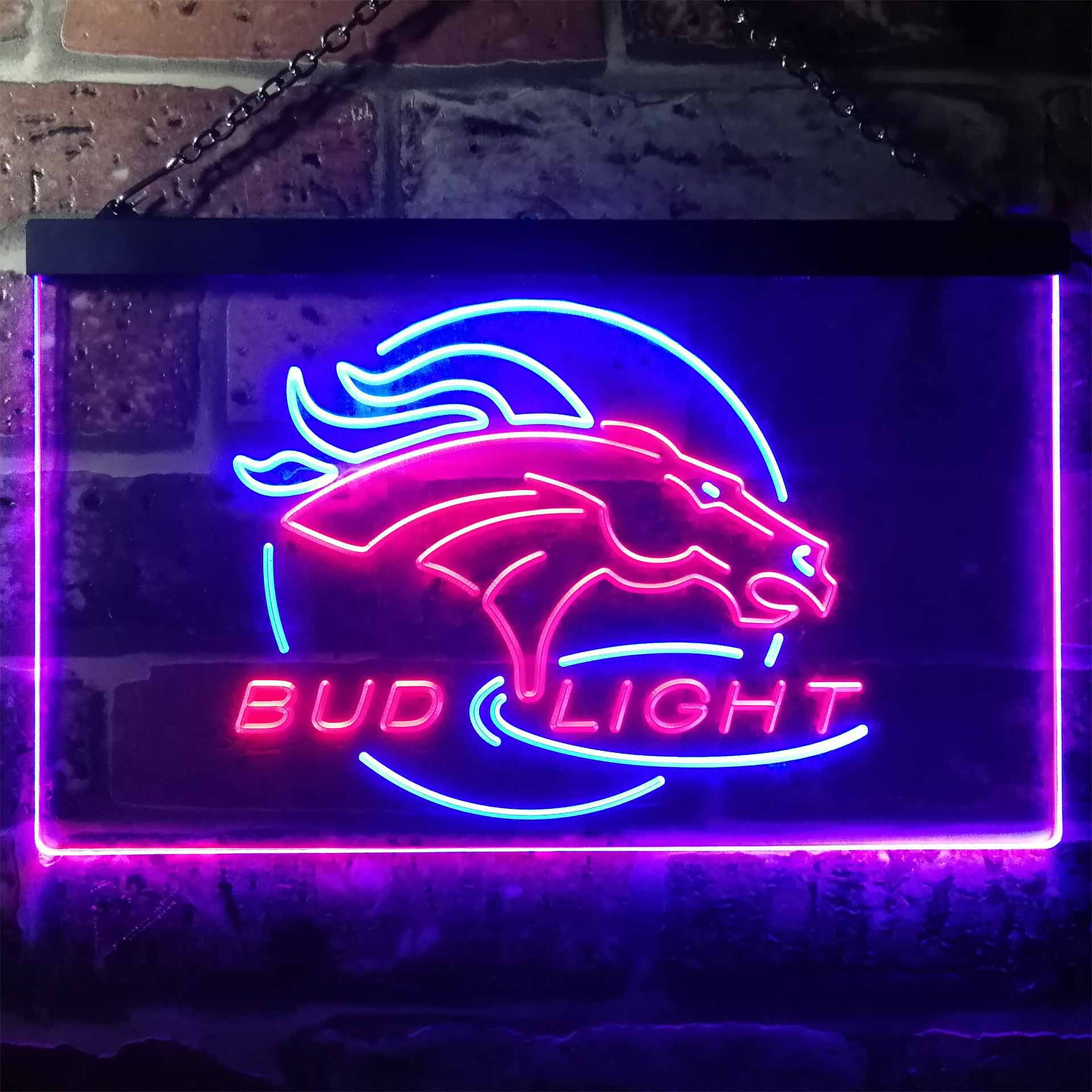 Broncos Denver Bud Light Dual Color LED Neon Sign ProLedSign