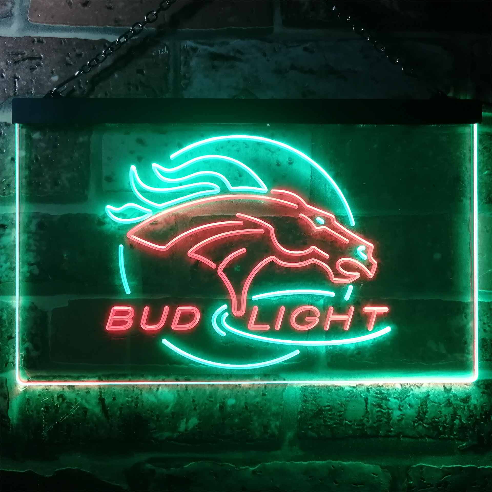 Broncos Denver Bud Light Dual Color LED Neon Sign ProLedSign