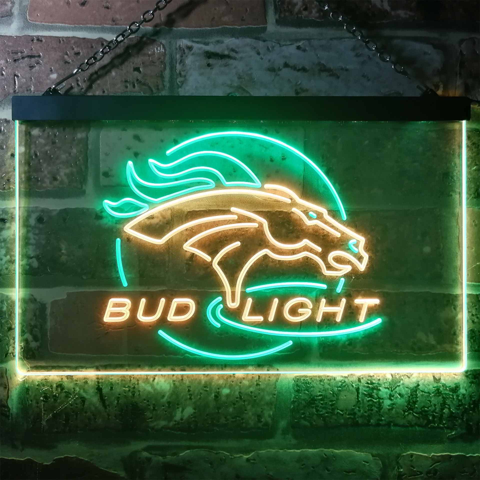 Broncos Denver Bud Light Dual Color LED Neon Sign ProLedSign