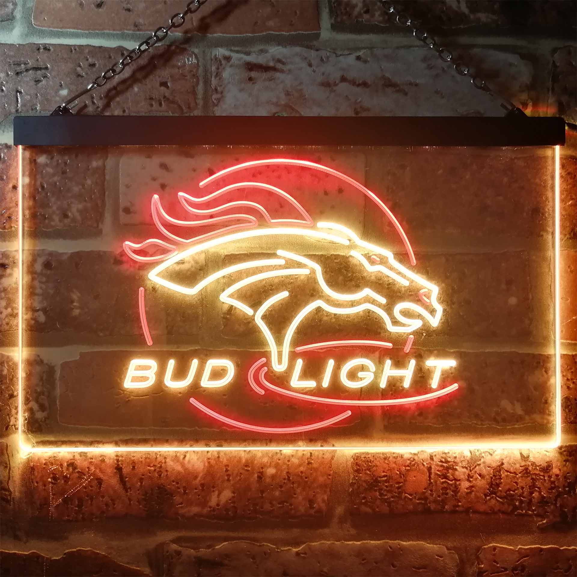 Broncos Denver Bud Light Dual Color LED Neon Sign ProLedSign