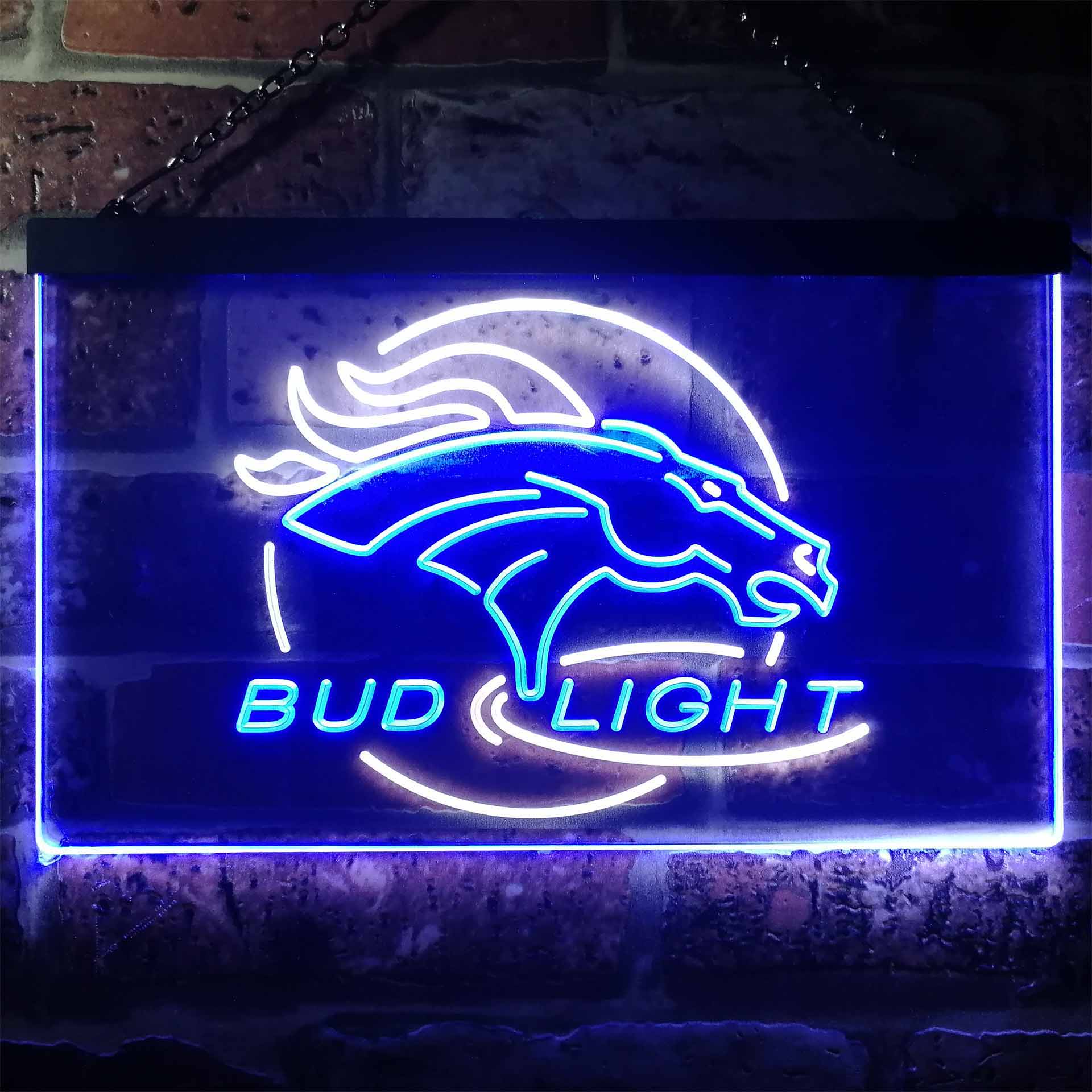 Broncos Denver Bud Light Dual Color LED Neon Sign ProLedSign